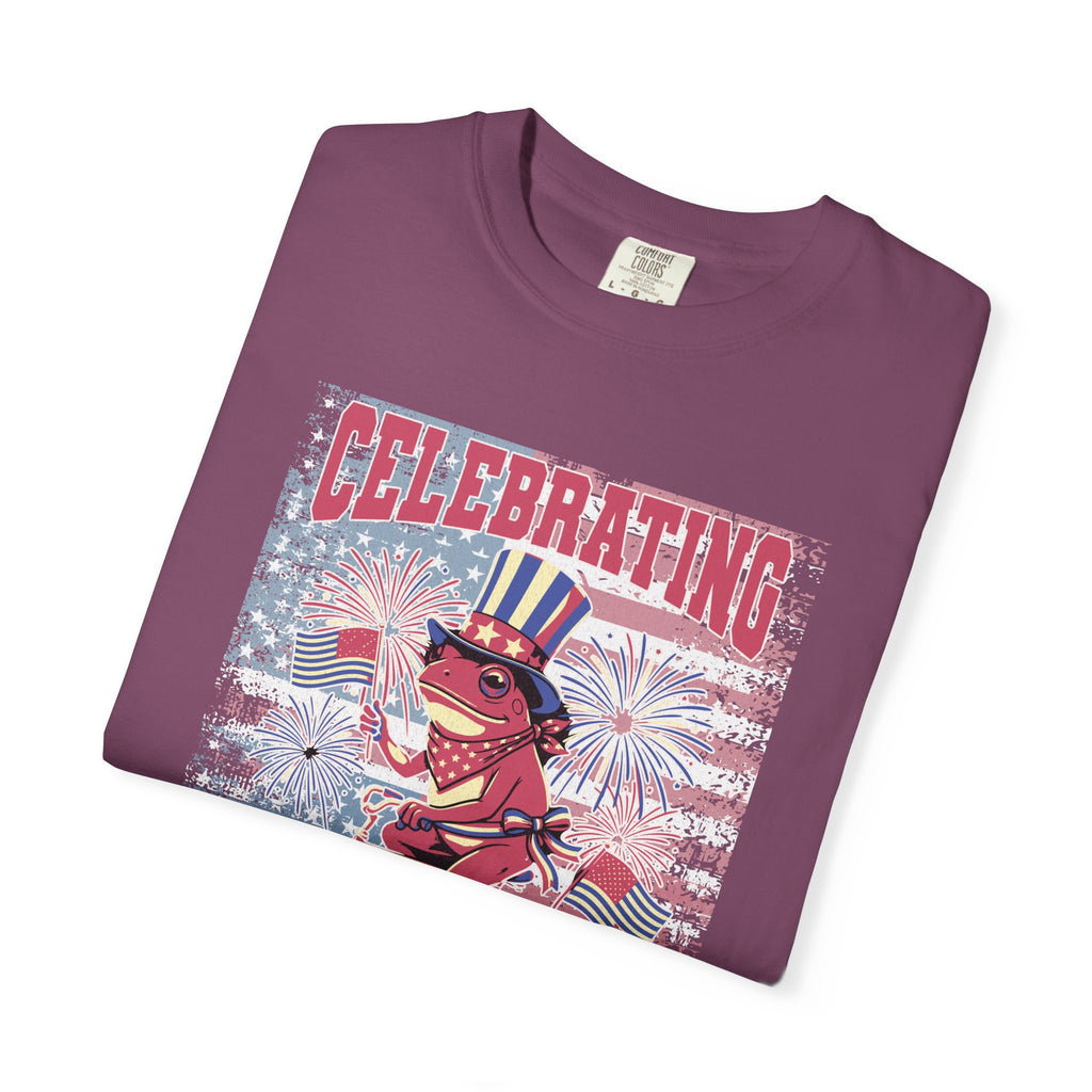 Textured Independence Day Dog on Bike T-Shirt — "Celebrating 250 Years of Independence" Patriotic Tee