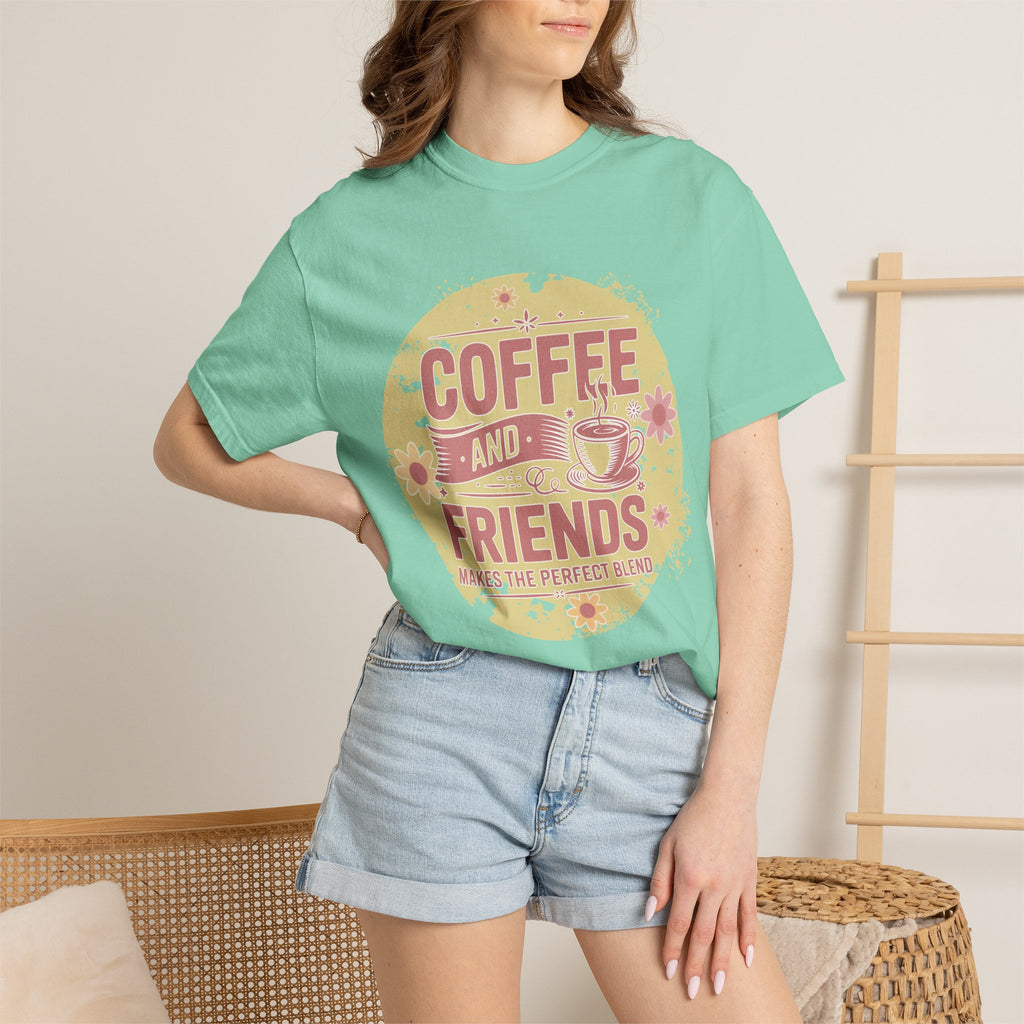 Coffee and Friends Textured T-Shirt — 'Makes the Perfect Blend' Casual Tee