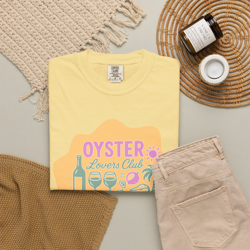 Textured Oyster Lovers Club T-Shirt — Coastal Seafood Graphic Tee