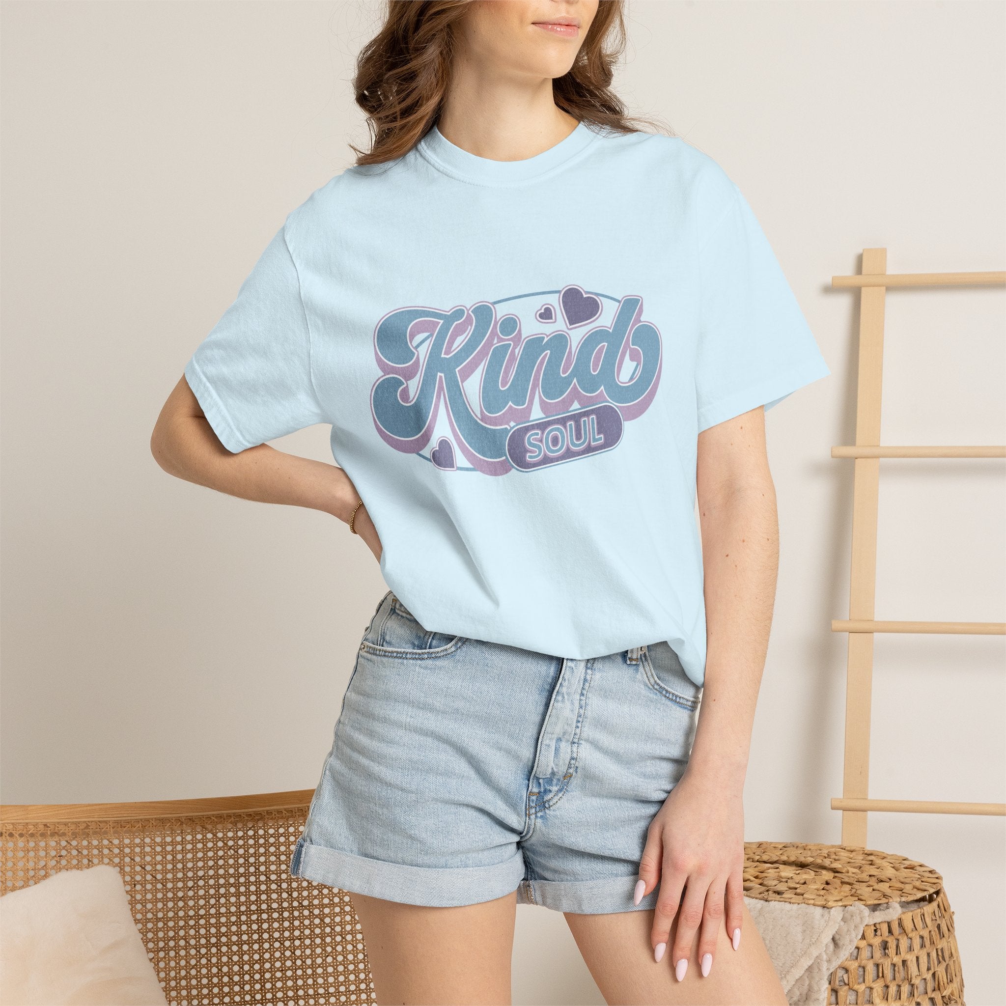 Kind Soul Textured T-Shirt — Retro Script Graphic Tee