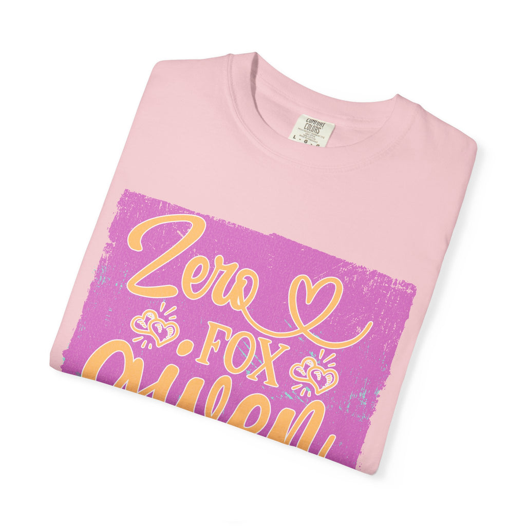 Textured T-Shirt — "Zero Fox Given" Retro Floral Graphic Tee