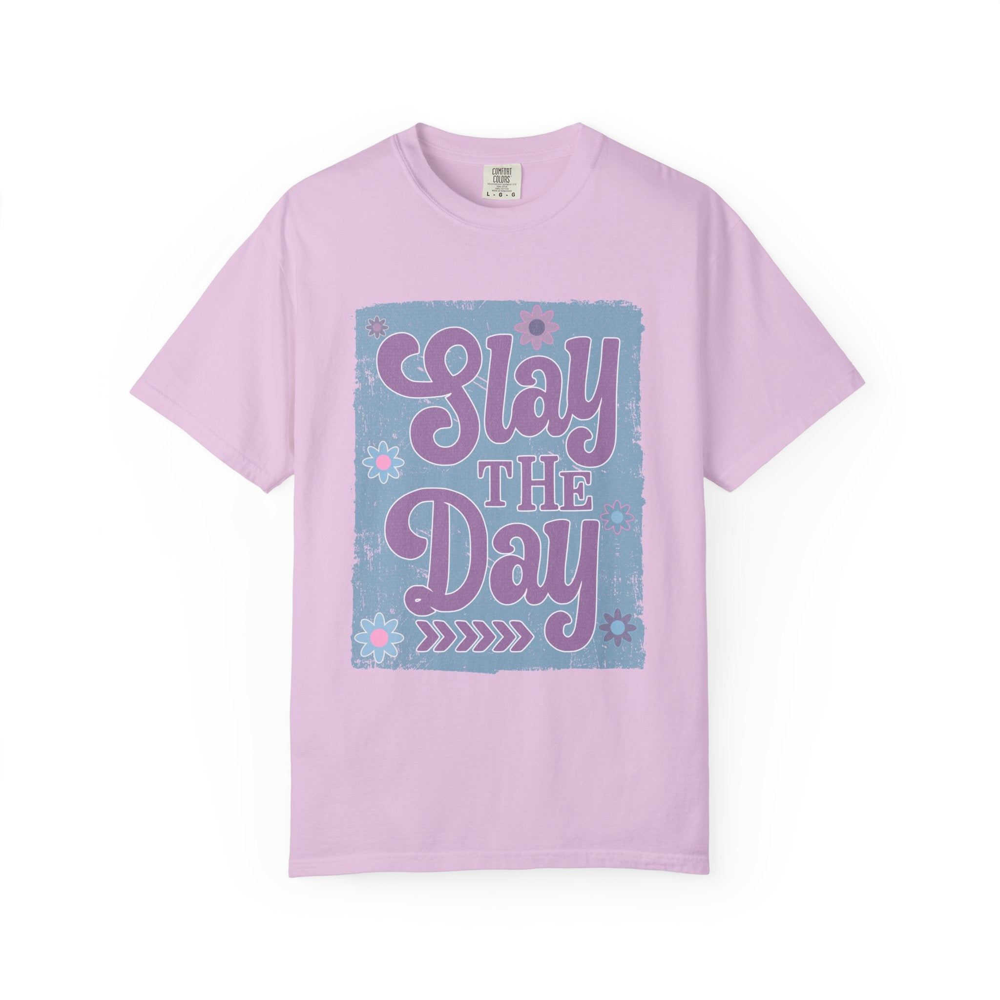 Textured Slay the Day Graphic T-Shirt — Retro Pastel Motivation Tee