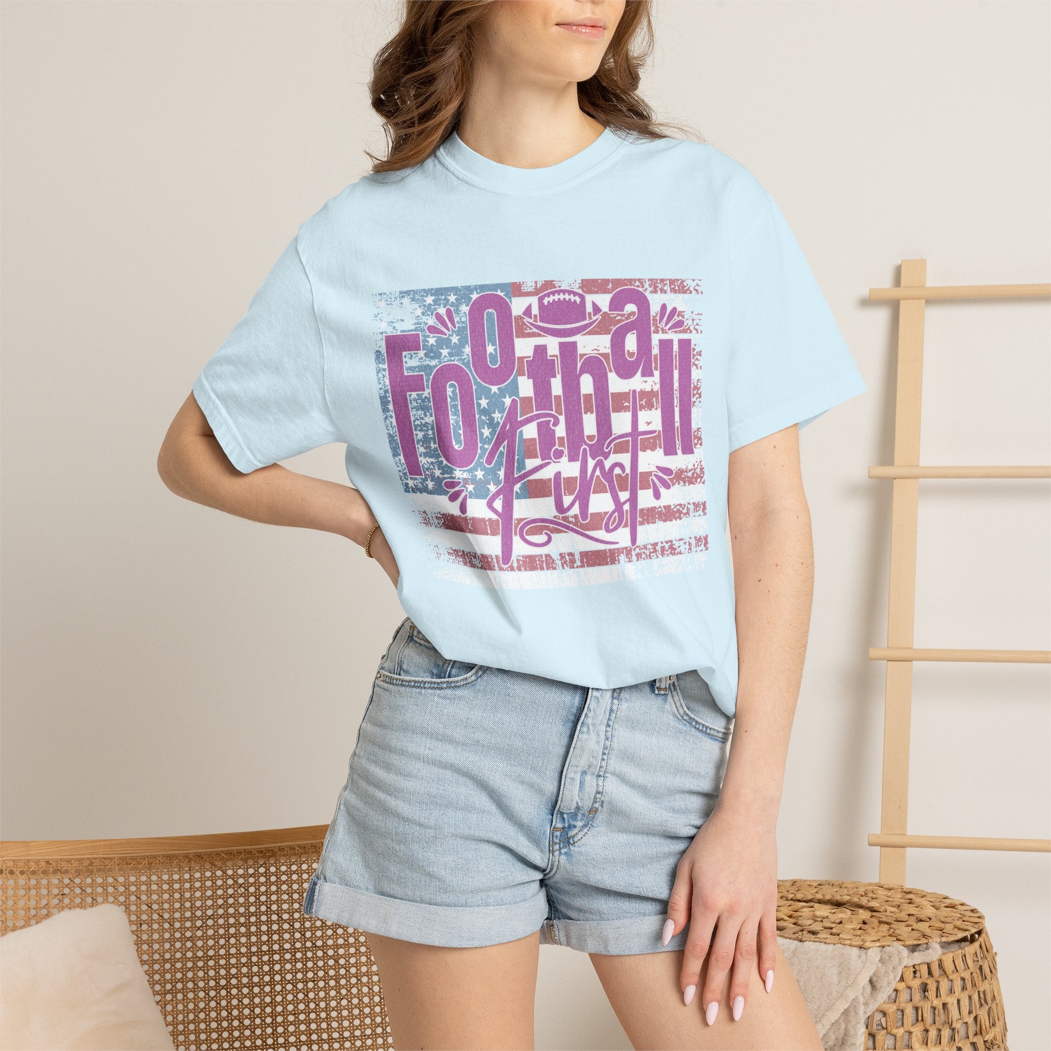 Textured Retro Americana Football First Tee
