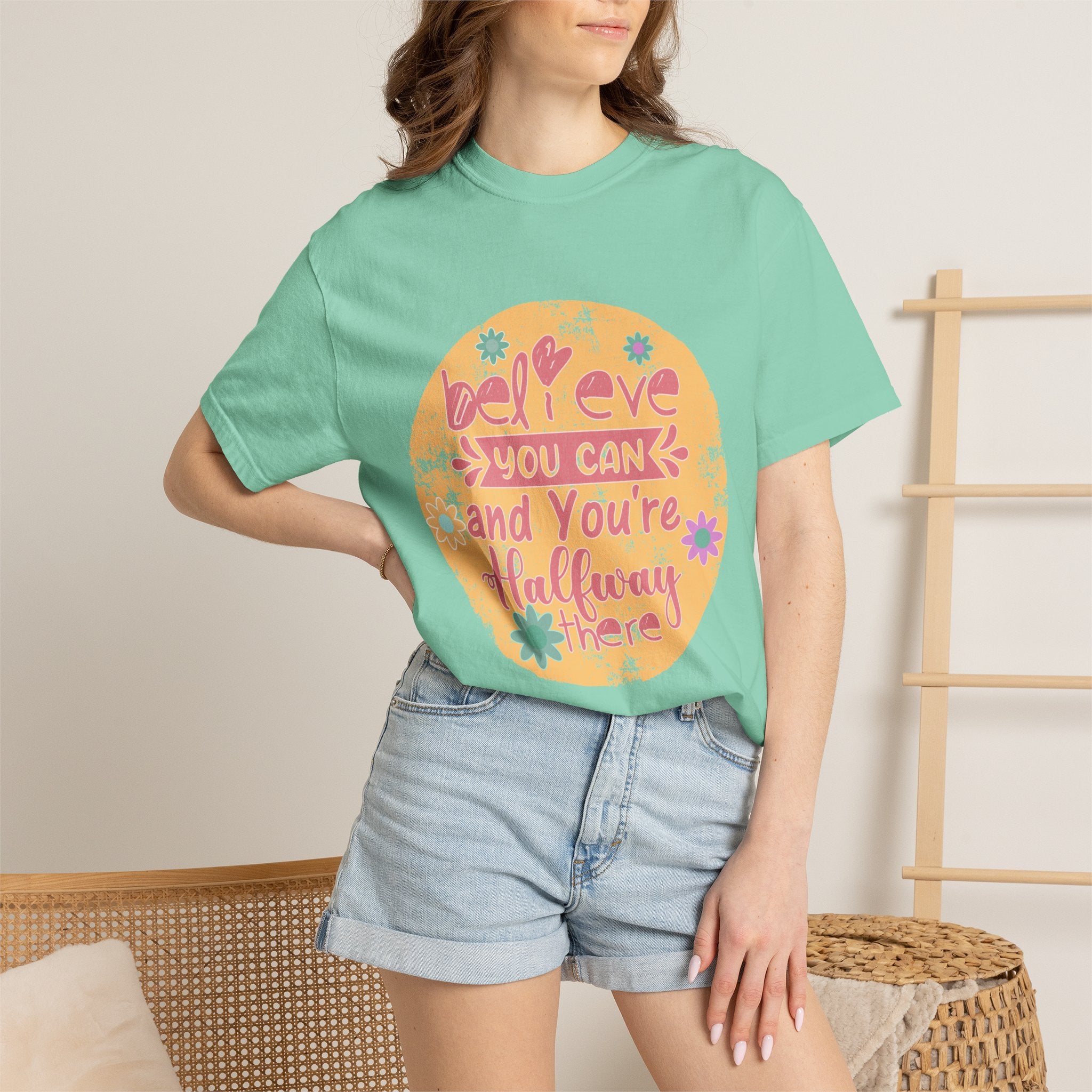Textured Believe You Can Tee — "Believe You Can and You're Halfway There" Inspirational T‑Shirt
