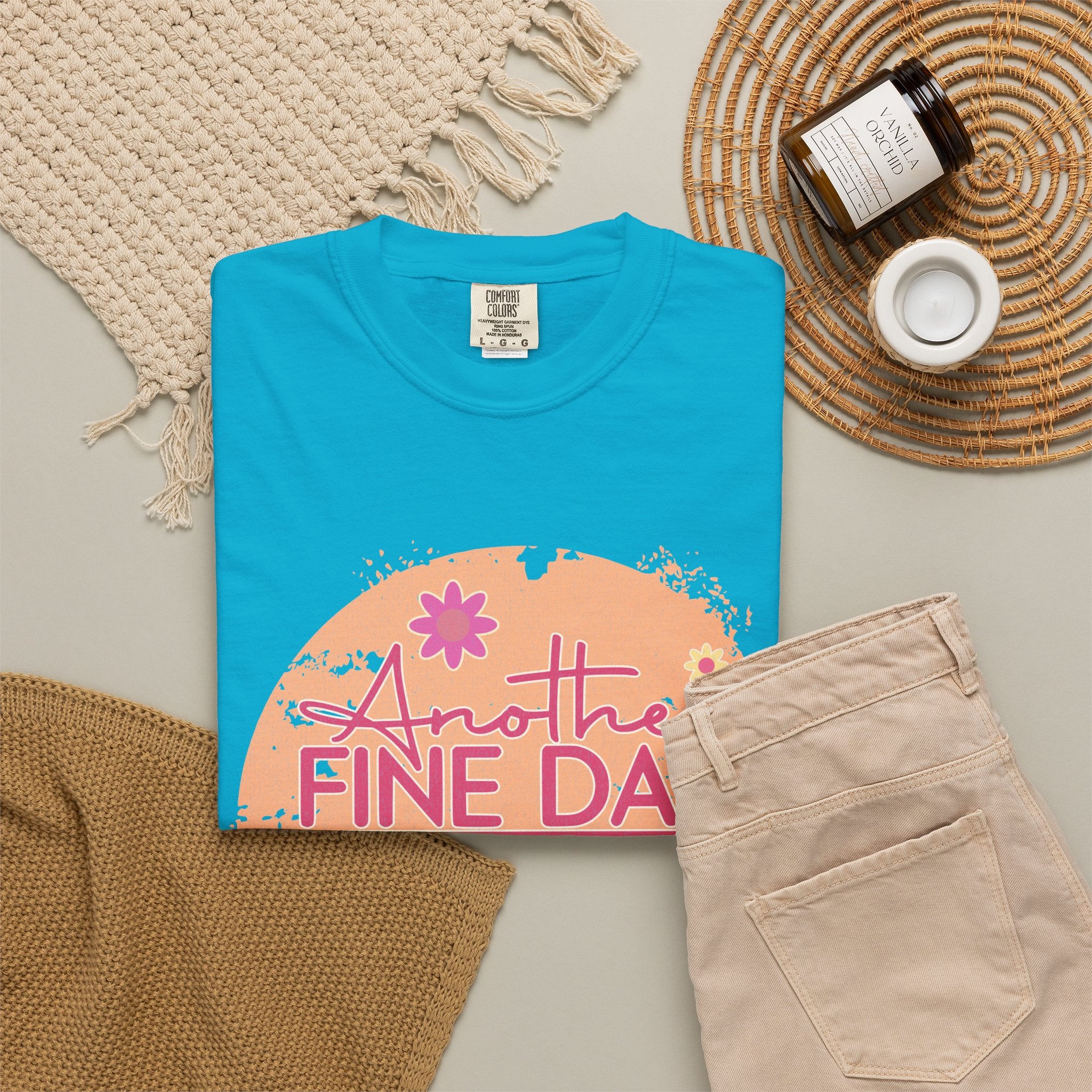 T-Shirt — "Another Fine Day Ruined by Adulthood"Textured Retro Floral Graphic