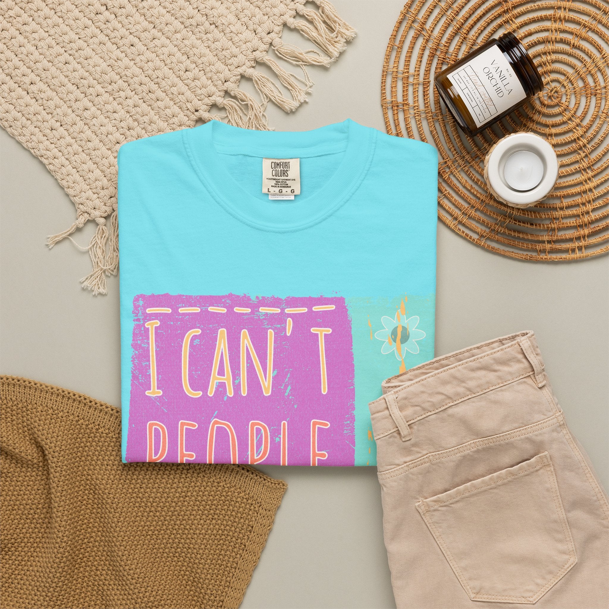 Textured I Can't People Today T-Shirt — Funny Introvert Graphic Tee