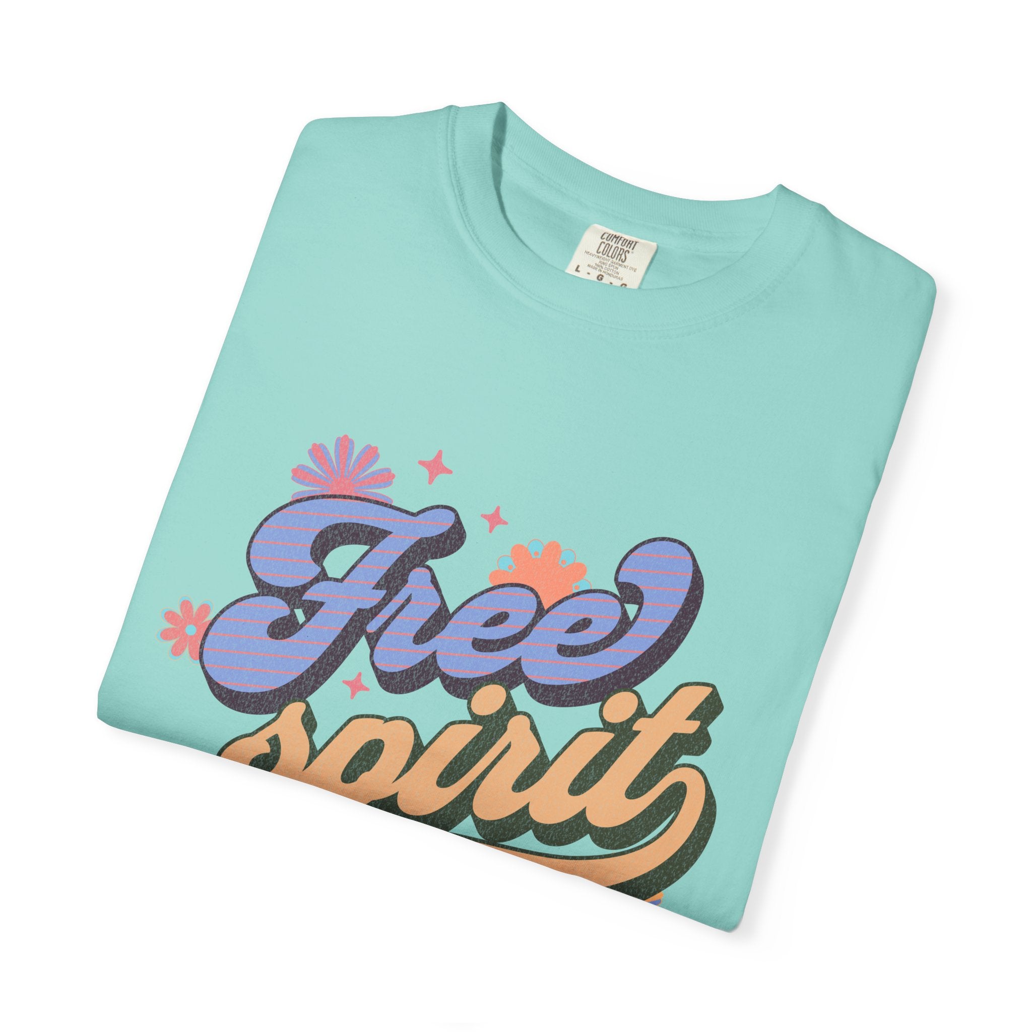 Textured Free Spirit T-Shirt — Retro Hand-Lettered Graphic Tee