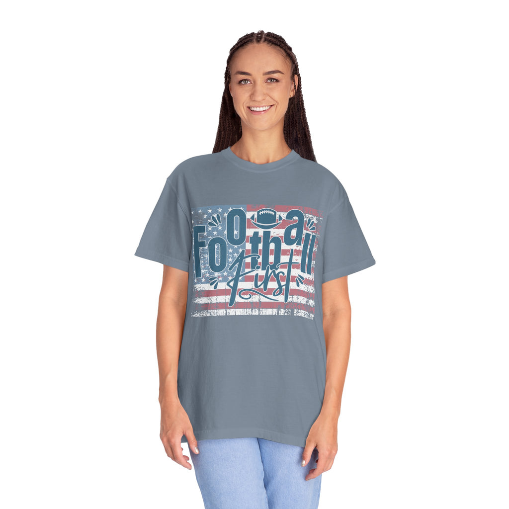 Textured Retro Americana Football First Tee
