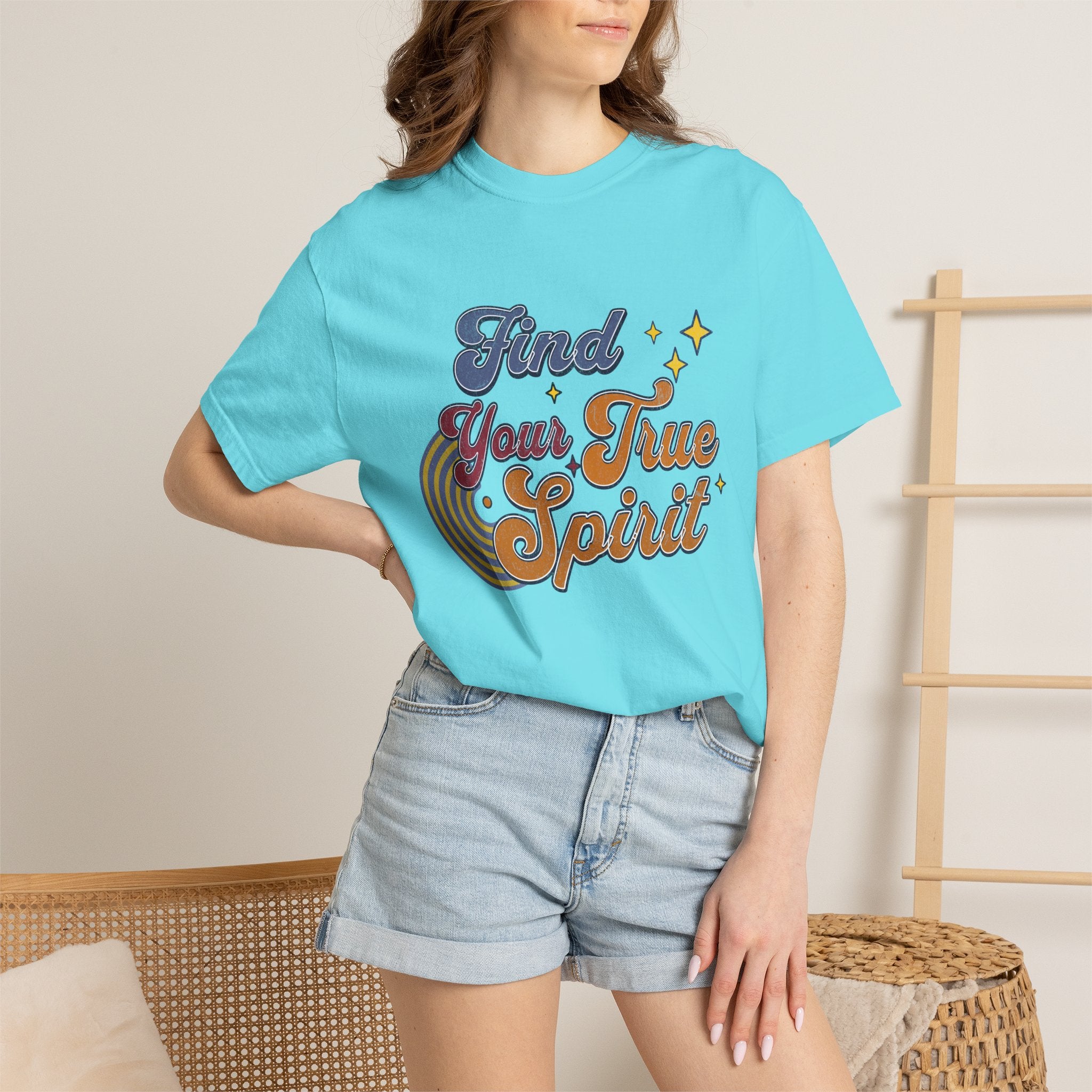 Textured Find Your True Spirit T-Shirt — Retro Rainbow Typography Tee