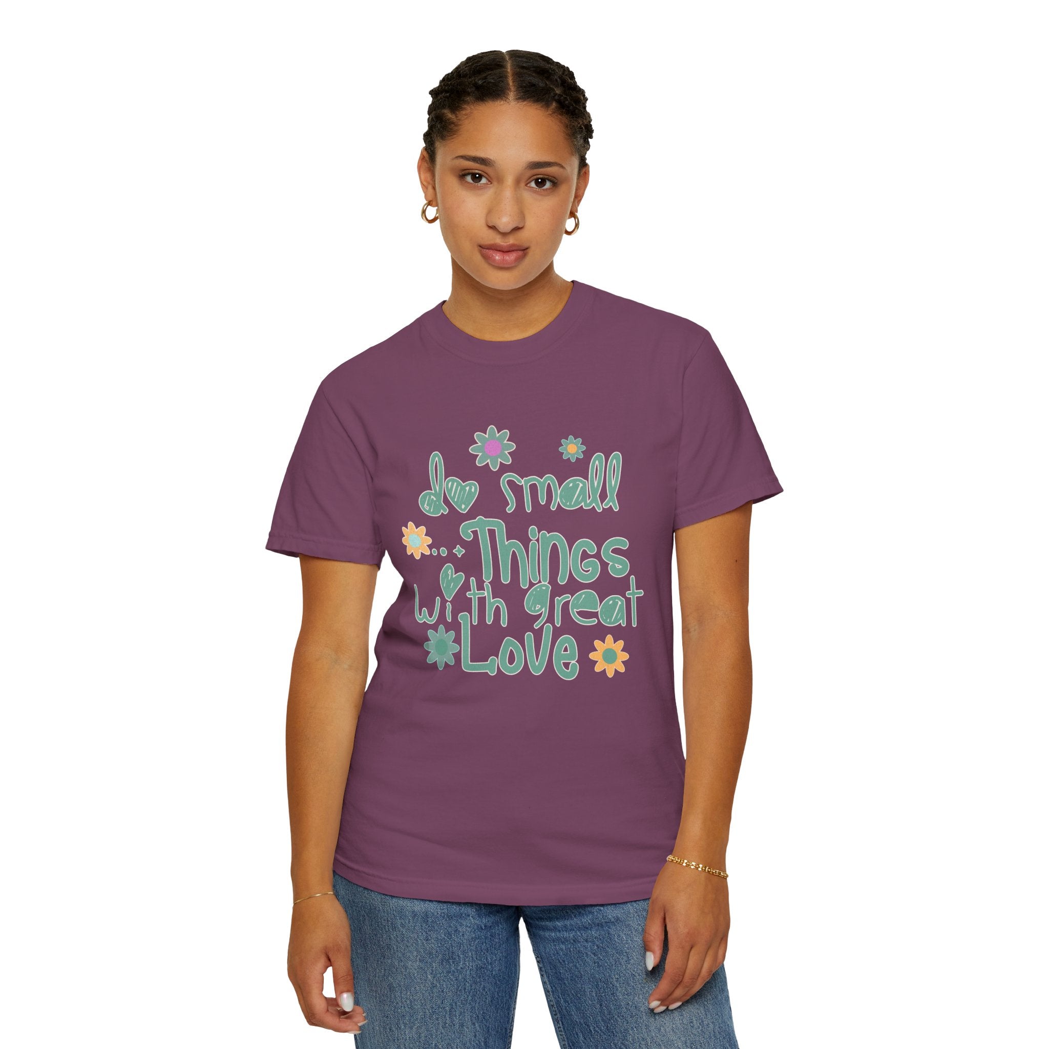 Textured T-Shirt — “Do Small Things With Great Love” Floral Inspirational Tee