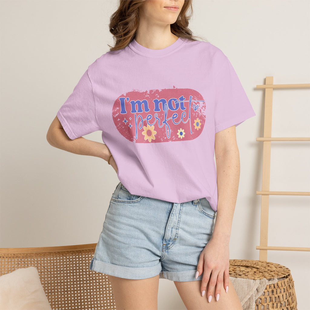 I'm Not Perfect Textured Floral T-Shirt — Retro Flower Graphic Tee