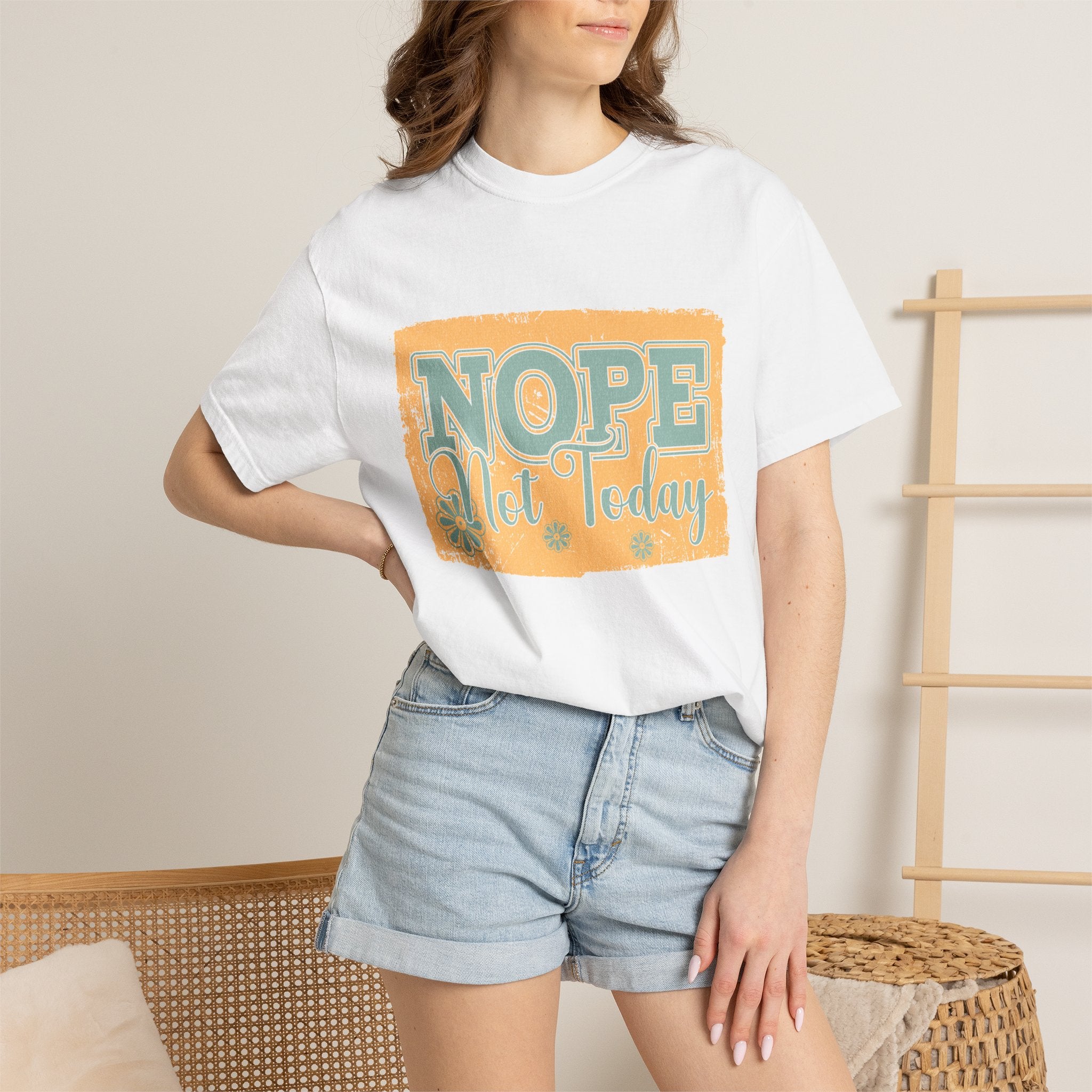 NOPE Not Today T-shirt | Textured Retro Beach Script Graphic