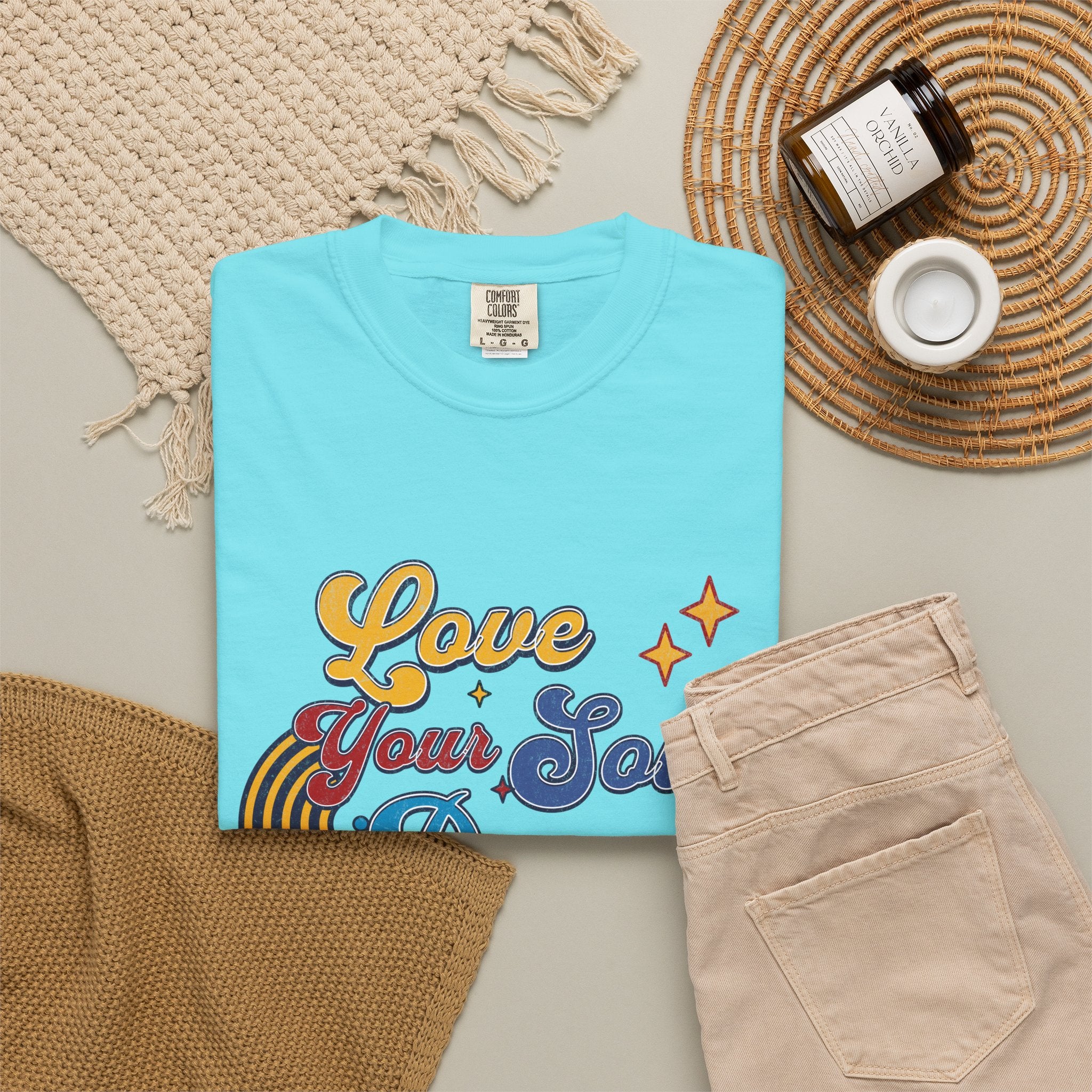Textured Love Your Soul Deeply T-Shirt — Retro Positive Message Tee