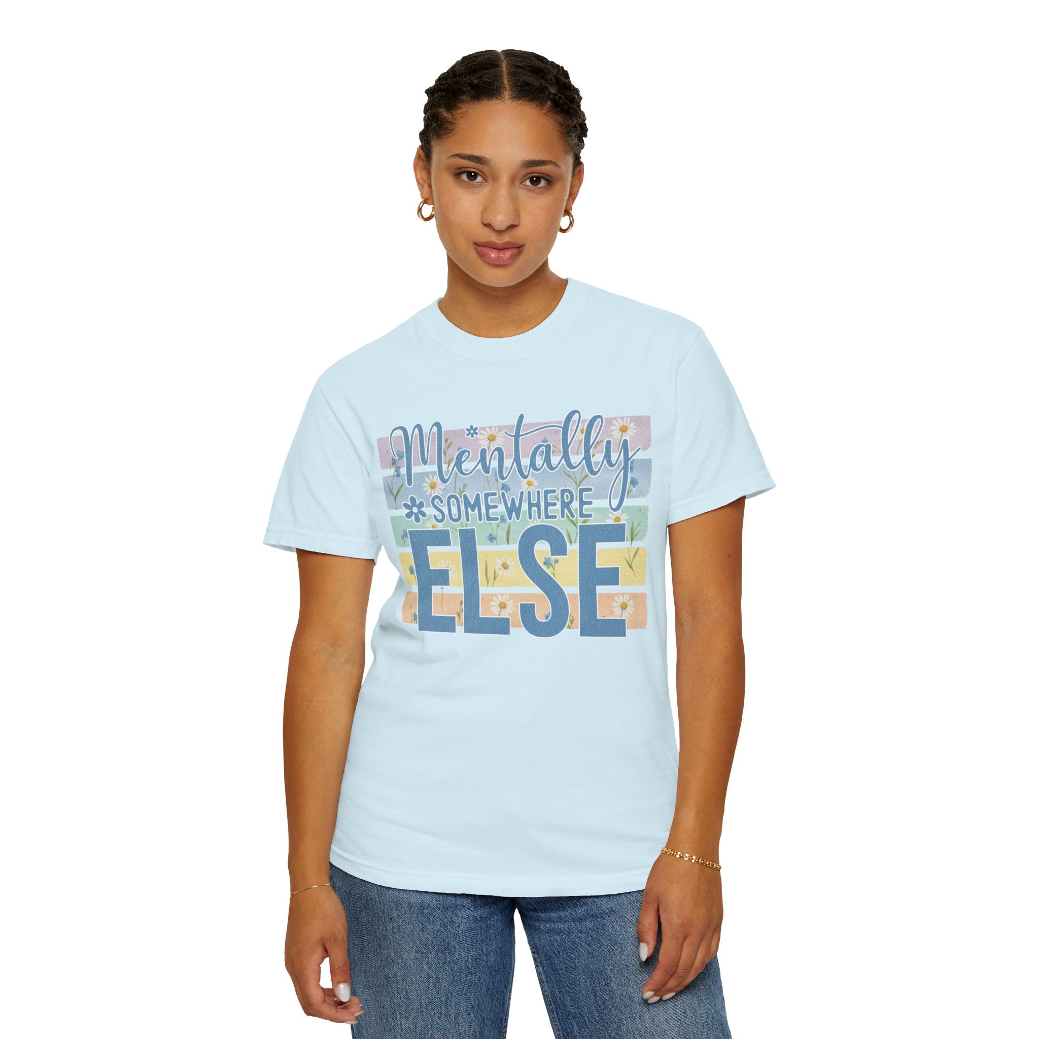 Textured Mentally Somewhere Else T-Shirt — Relaxed Beachy Vibes Graphic Tee