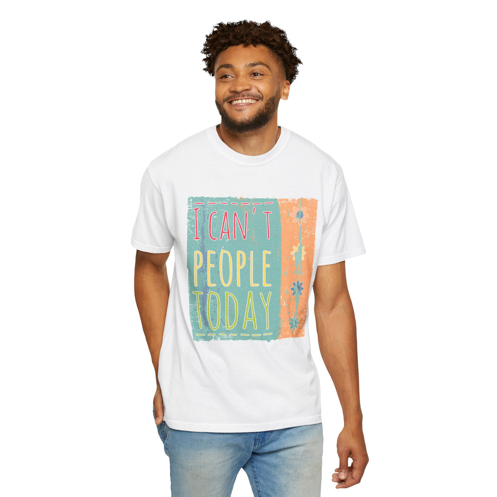 Textured I Can't People Today T-Shirt — Funny Introvert Graphic Tee
