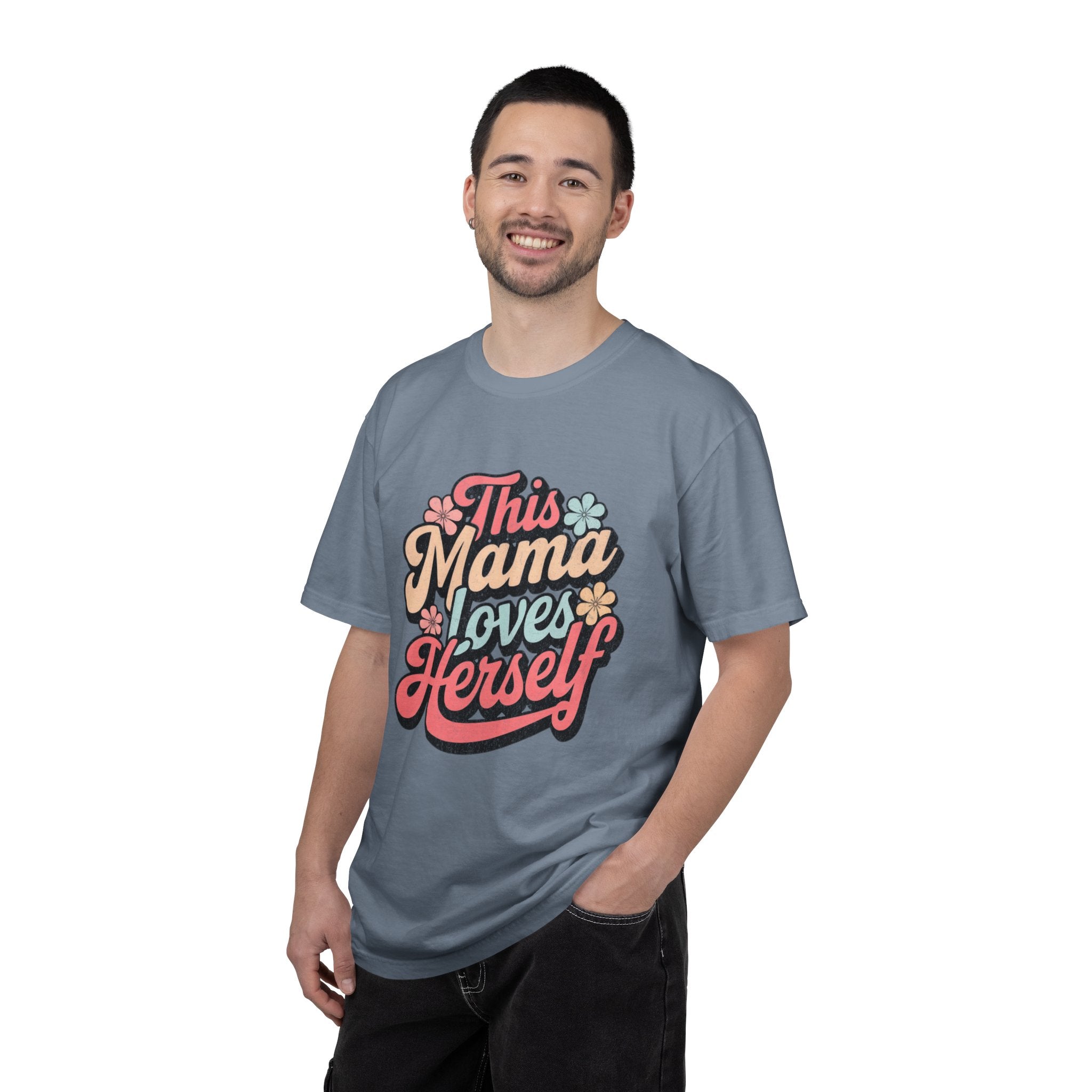 This Mama Loves Herself T-Shirt |Textured Retro Floral Typography