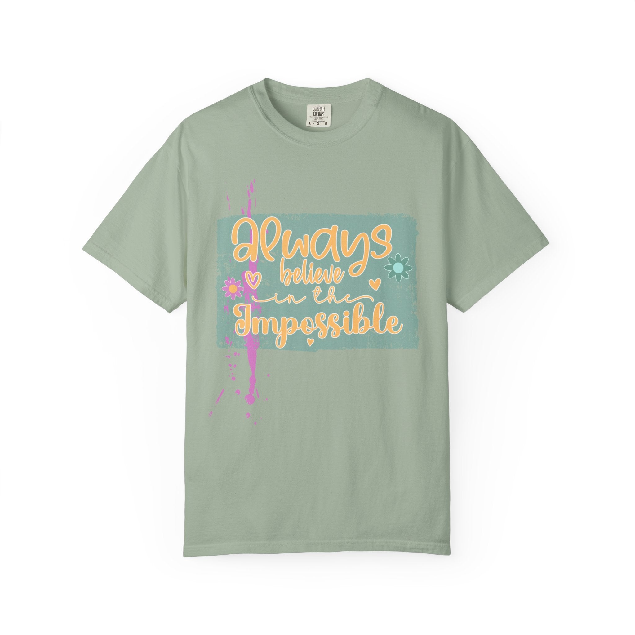 Textured Retro Believe In Impossible Unisex Garment-Dyed T-shirt