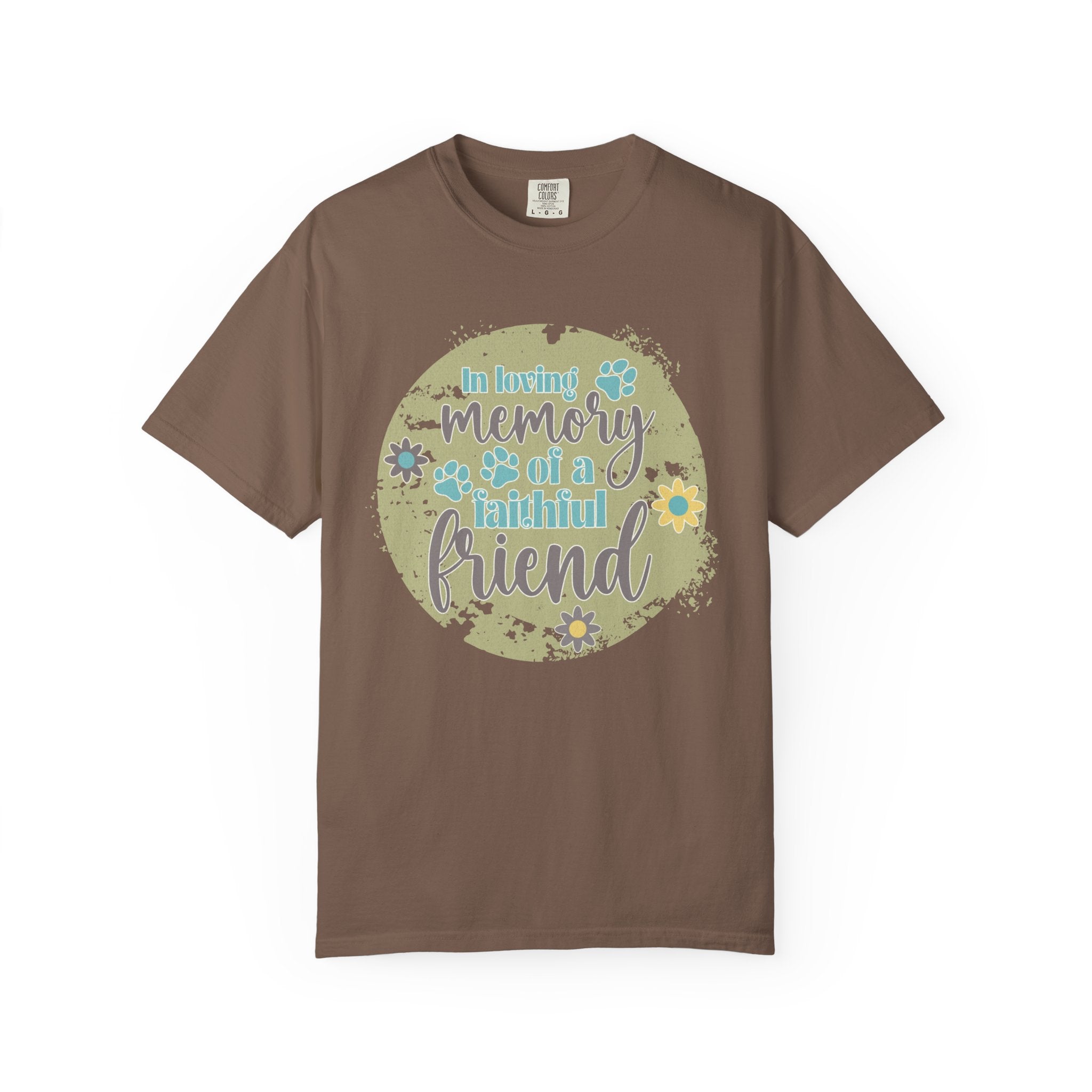 Textured Memorial Dog  Friend T-Shirt — "In Loving Memory of a Faithful Friend" Remembrance Tee