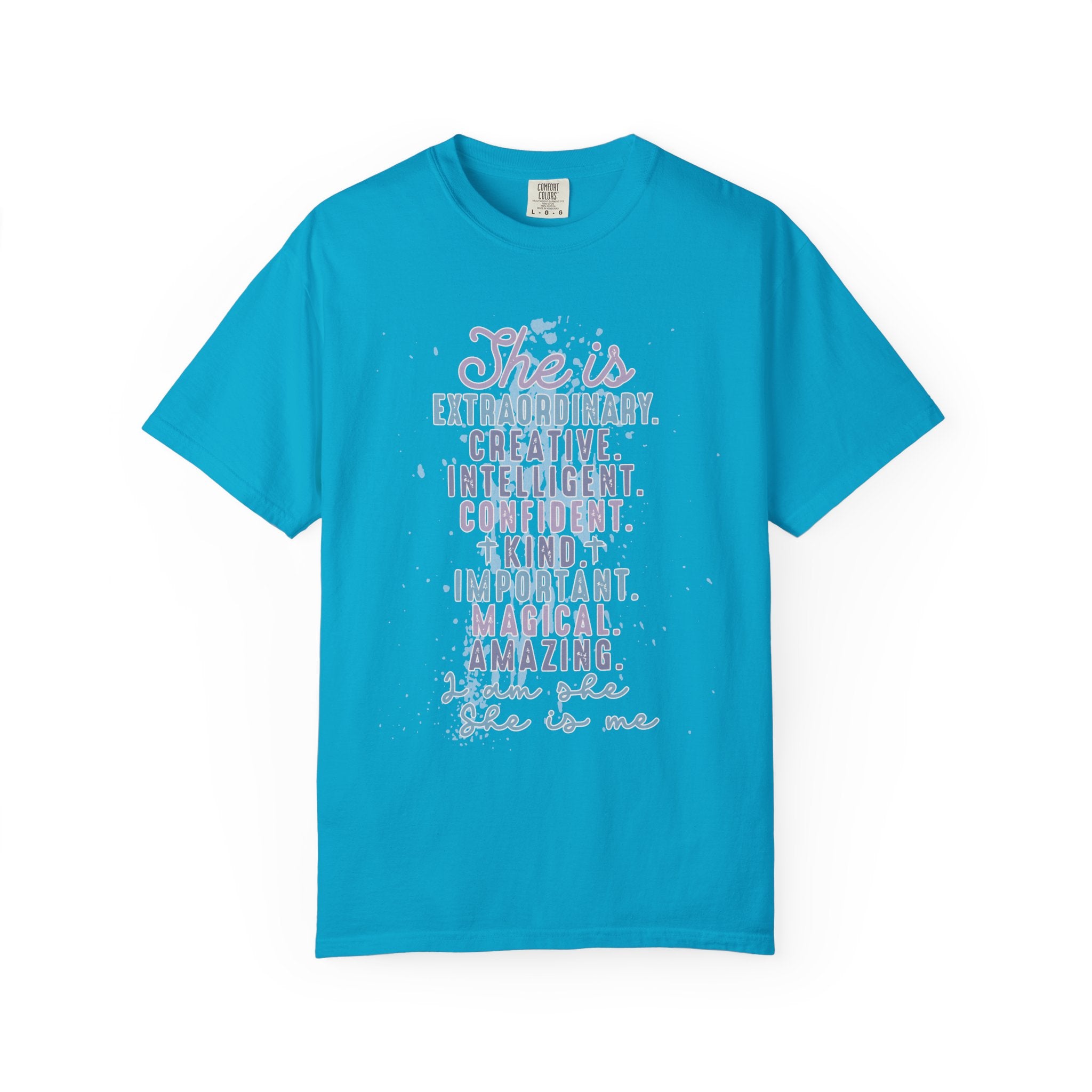She Is Inspirational Textured Graphic T-Shirt — "She is extraordinary, creative, intelligent..."