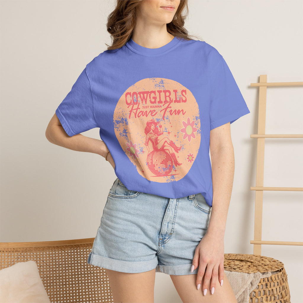 Cowgirls Just Wanna Have Fun Textured Retro Graphic T-Shirt