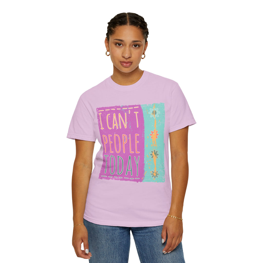 Textured I Can't People Today T-Shirt — Funny Introvert Graphic Tee