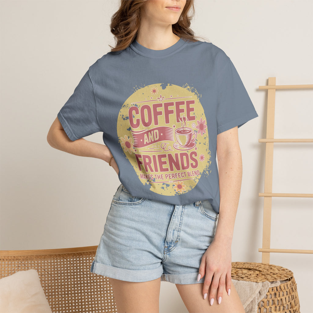 Coffee and Friends Textured T-Shirt — 'Makes the Perfect Blend' Casual Tee