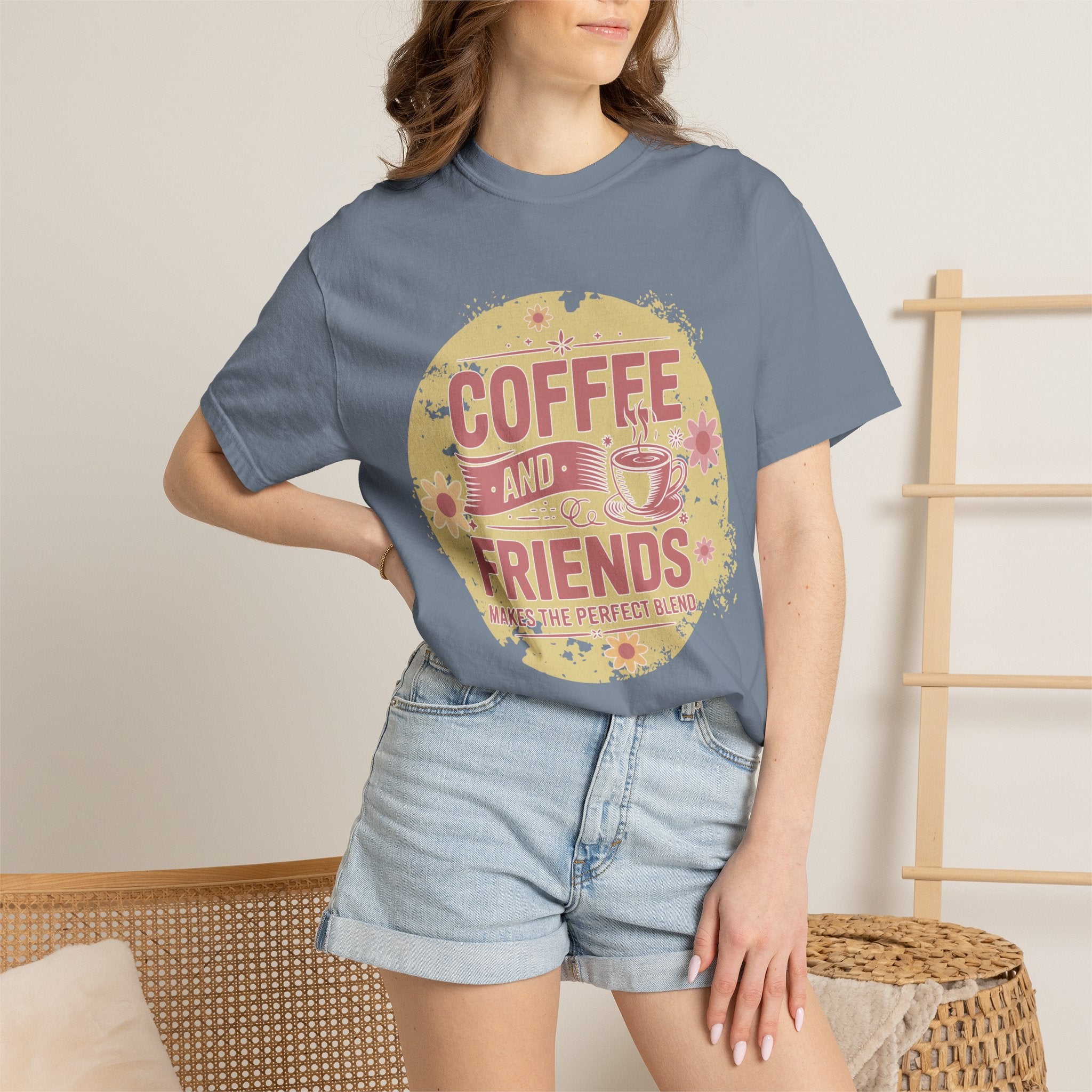 Coffee and Friends Textured T-Shirt — 'Makes the Perfect Blend' Casual Tee
