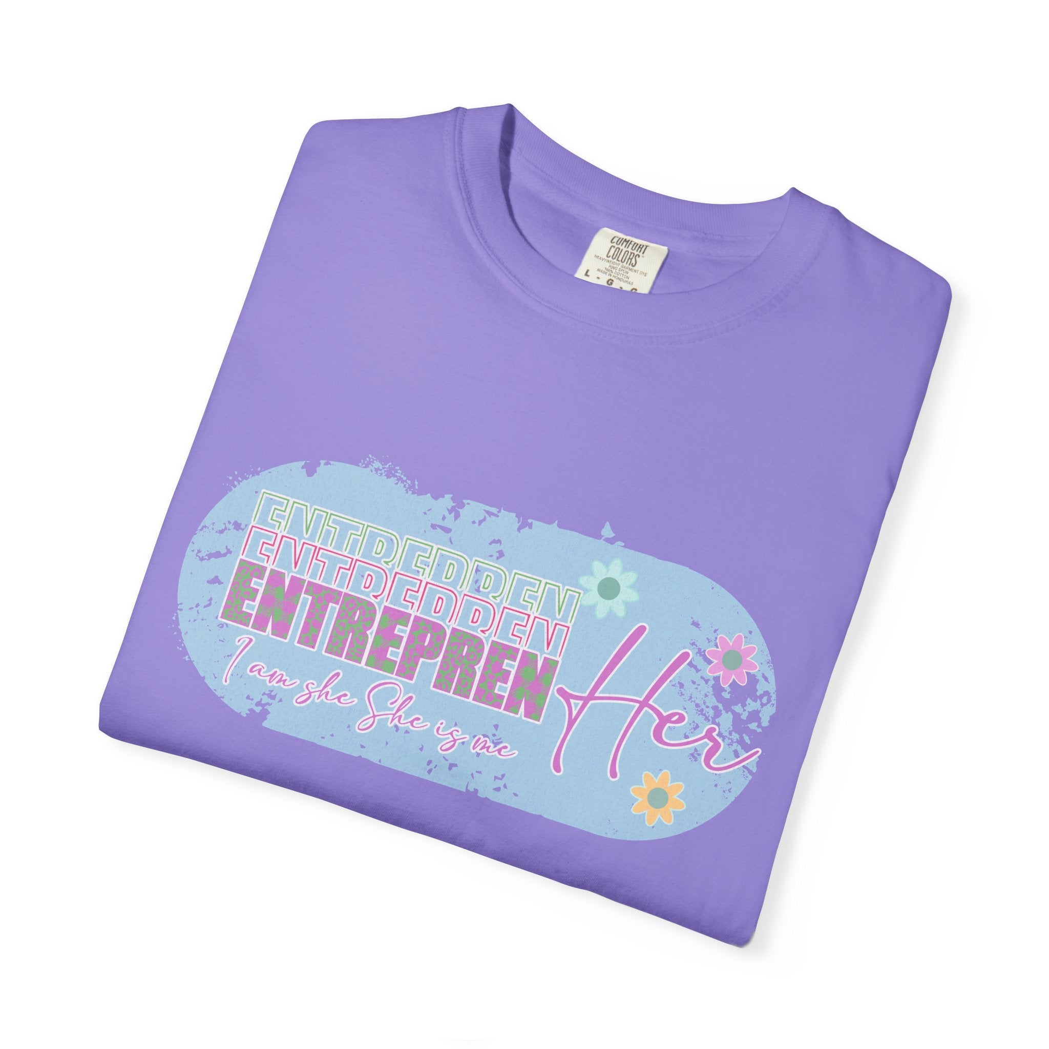 Entrepreneur Mom Floral Textured Tee — 'EntreprenHer' Graphic T-Shirt