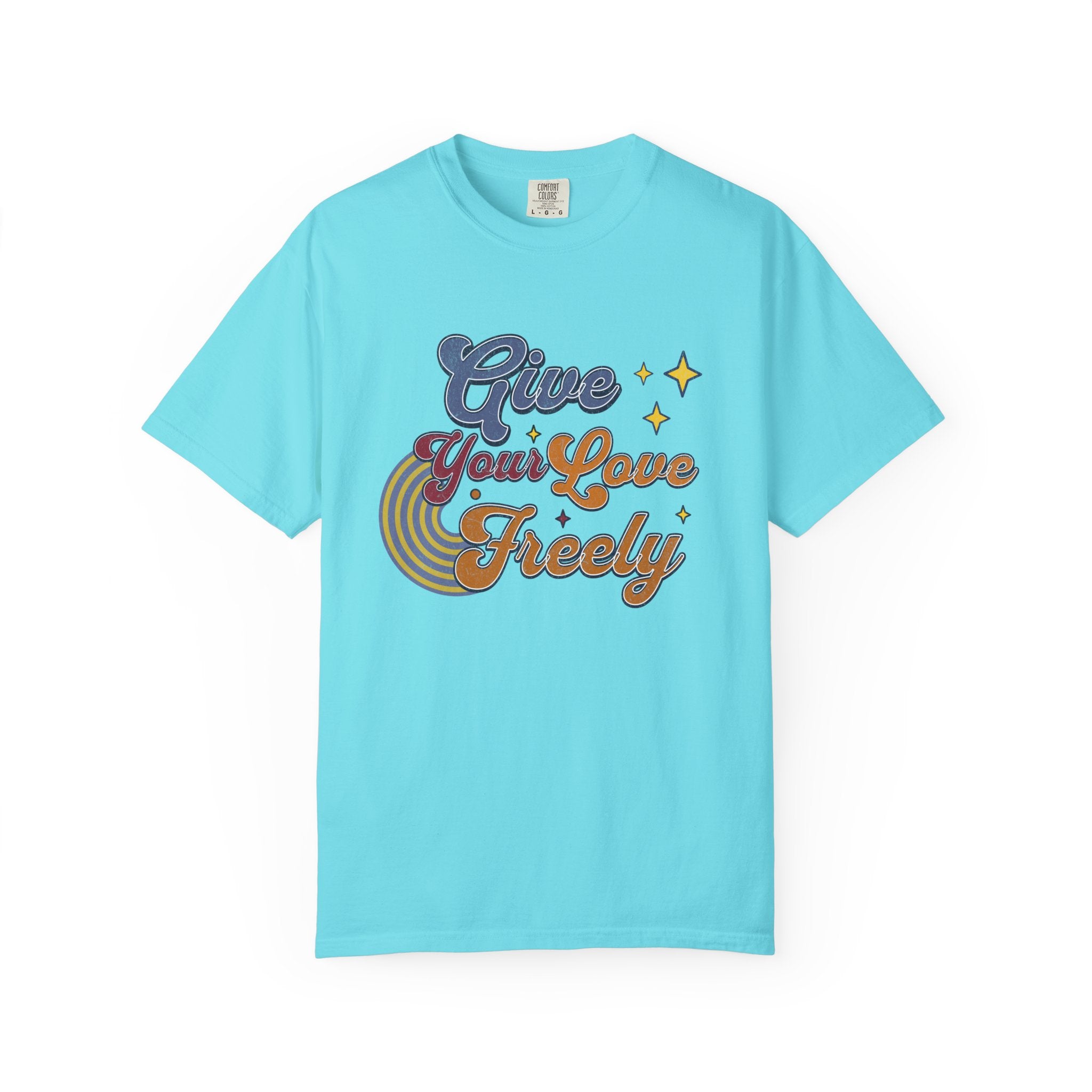 Textured Give Your Love Freely Retro Graphic T-Shirt