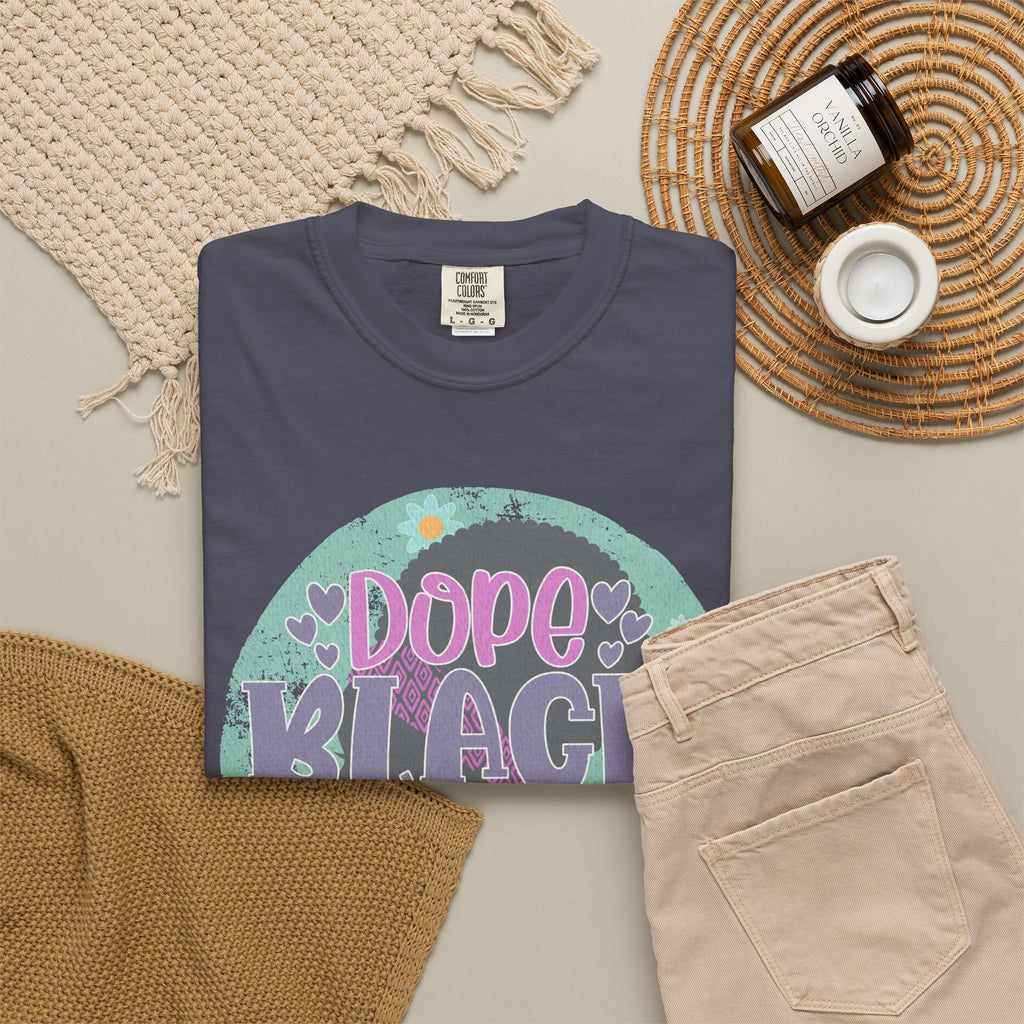 Dope Black Mom Textured T-Shirt — Retro Floral Pride Tee for Black Mothers