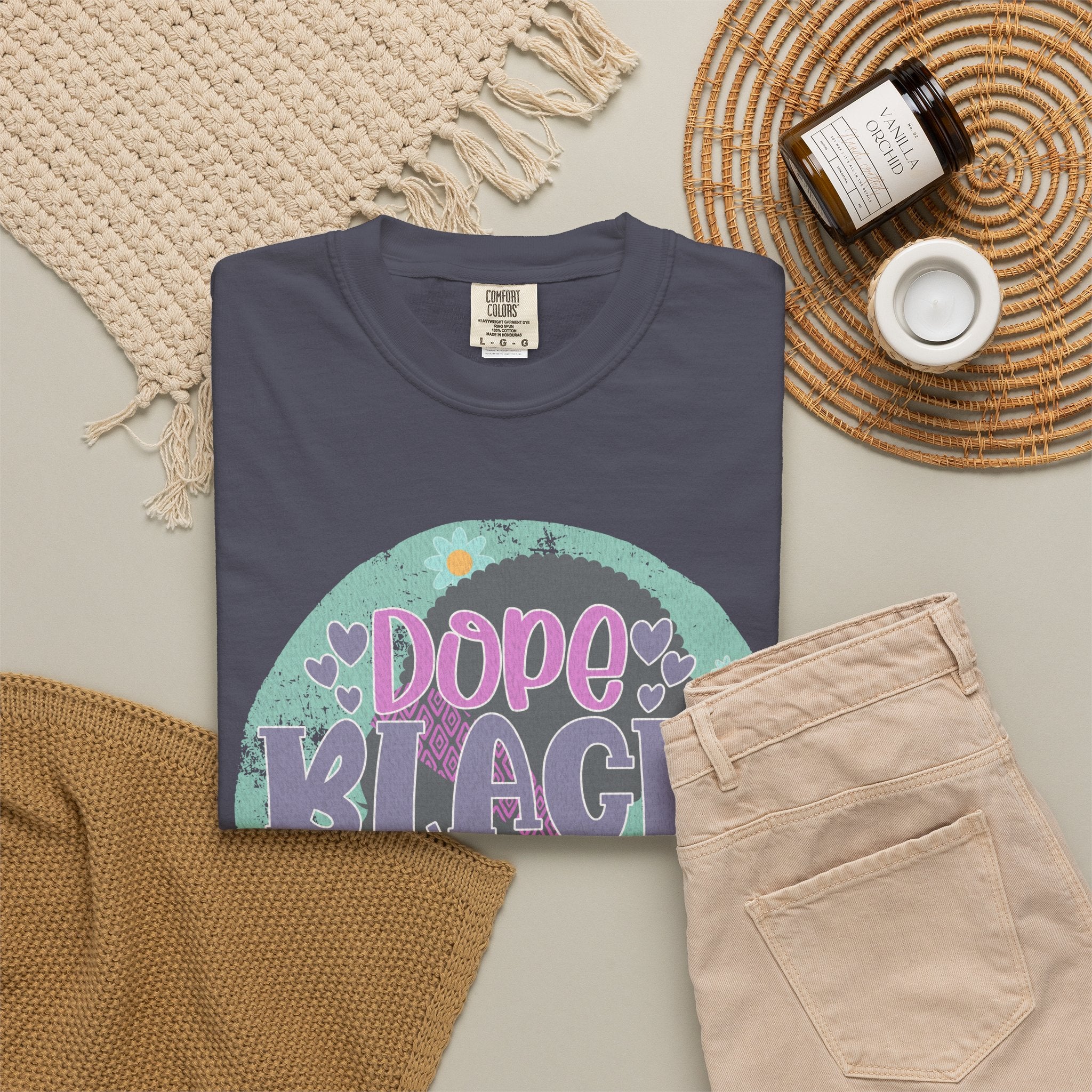 Dope Black Mom Textured T-Shirt — Retro Floral Pride Tee for Black Mothers