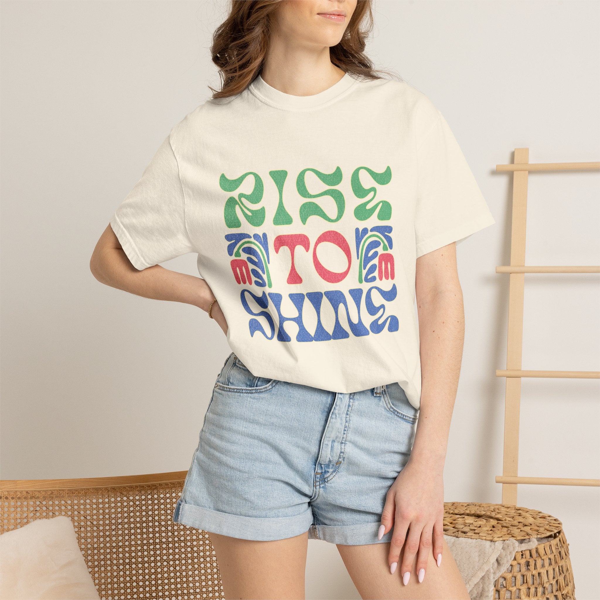 Groovy Textured T-Shirt — Rise to Shine Retro Graphic Tee