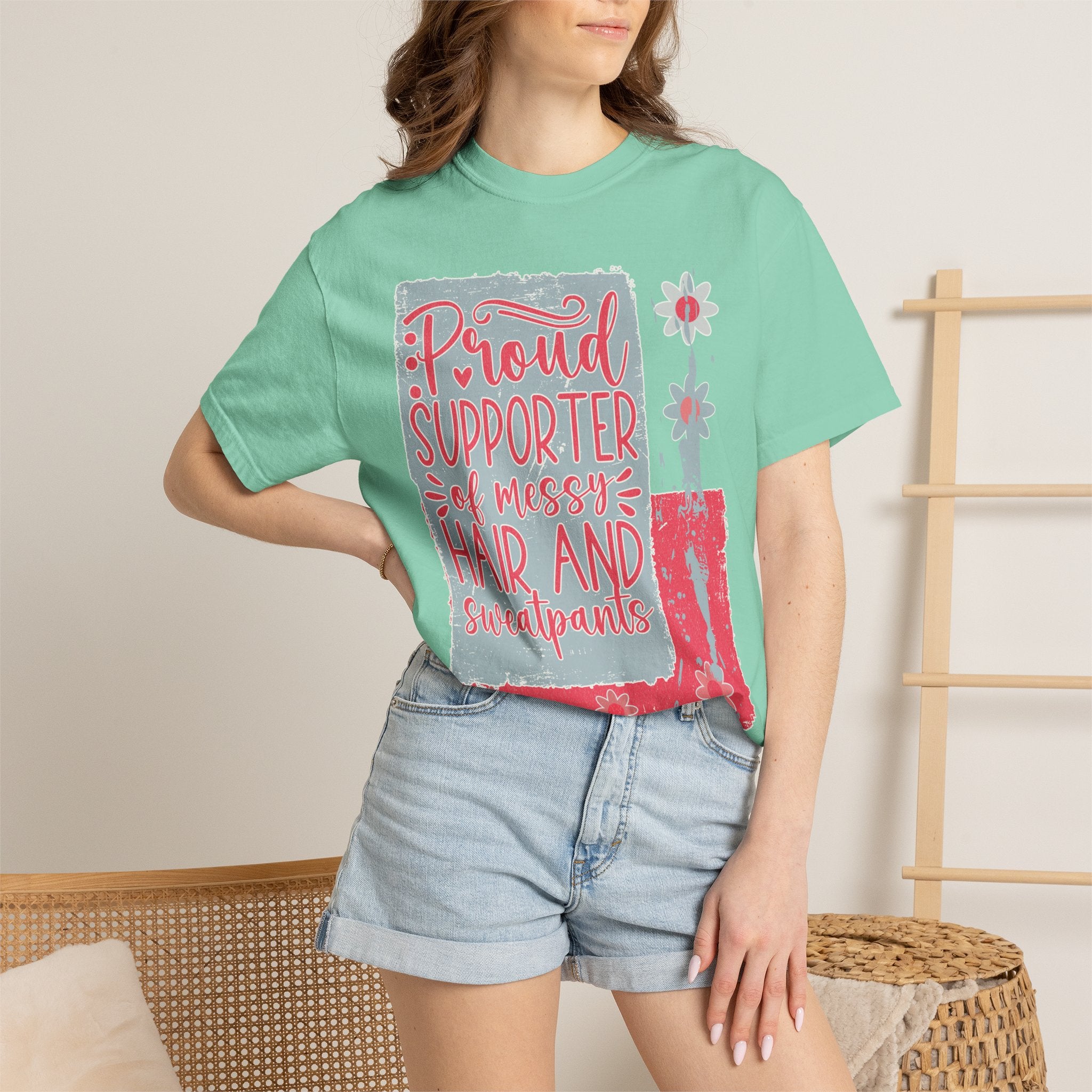 Supporter of Messy Hair & Sweatpants Textured T-Shirt