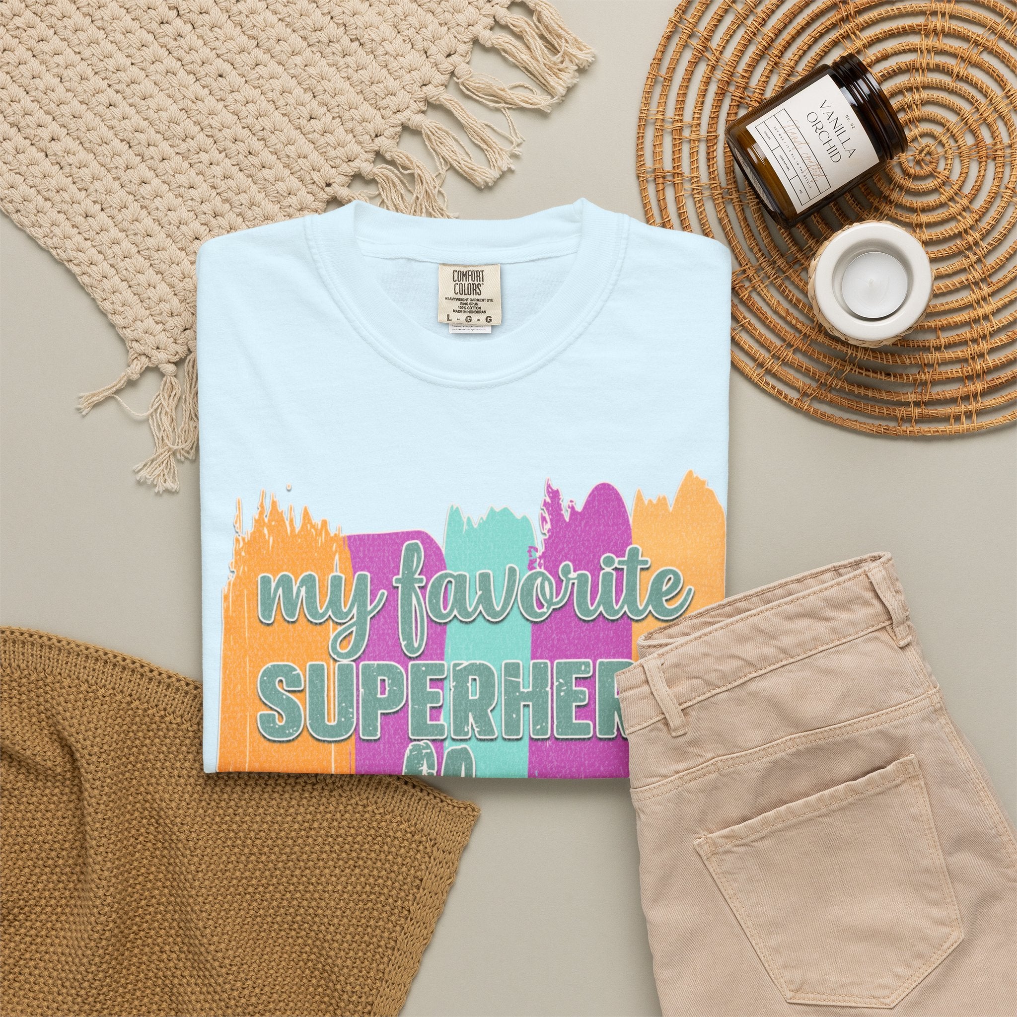 Dad Superhero Textured T-Shirt — "My Favorite Superhero Call Me Dad" Colorful Father's Day Tee