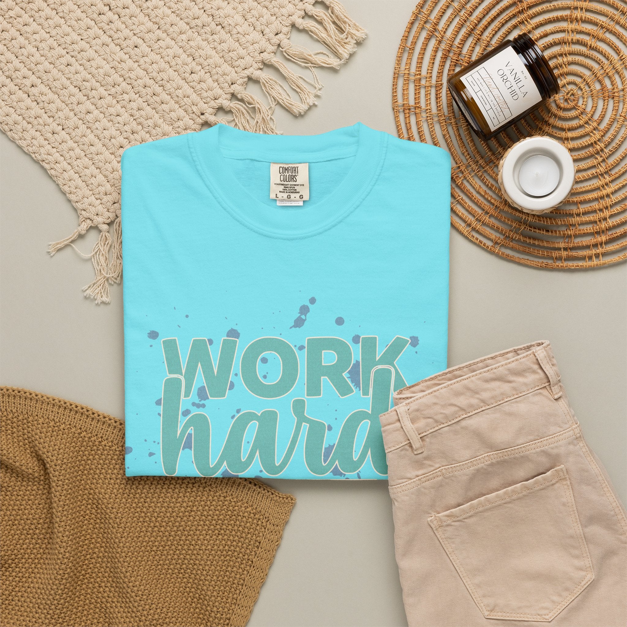 Work Hard Stay Strong Textured T-Shirt — Motivational Graphic Tee