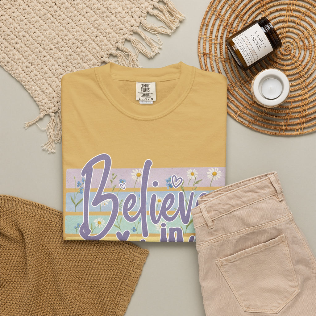 Textured Believe In Yourself T-Shirt — Inspirational Pastel Graphic Tee