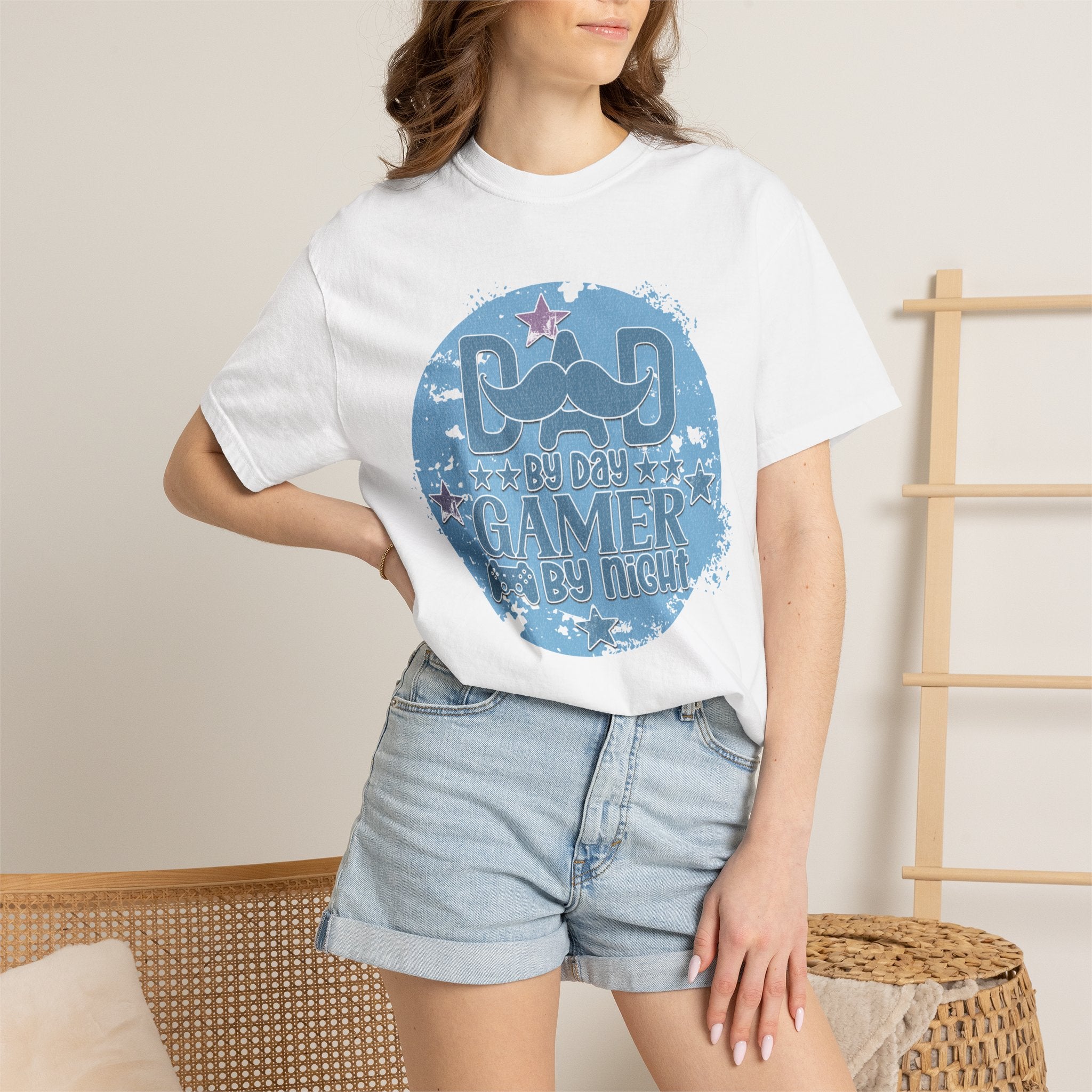 Funny Dad By Day Gamer By Night Textured T-Shirt