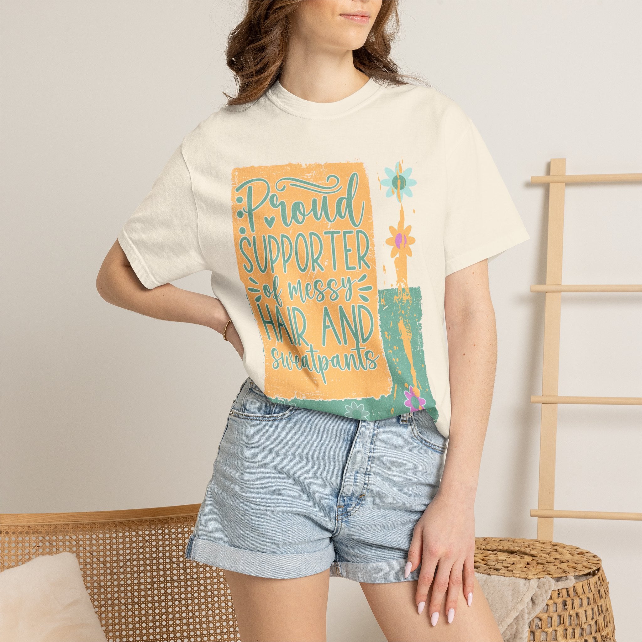 Proud Supporter of Messy Hair and Sweatpants Textured T-Shirt