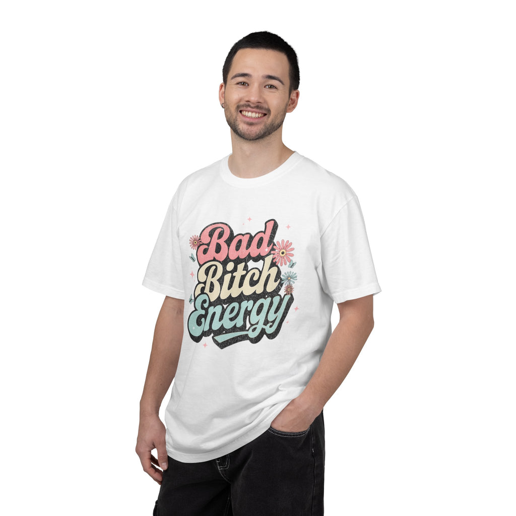 Bad Bitch Energy T-shirt |Textured Retro Script Floral Graphic