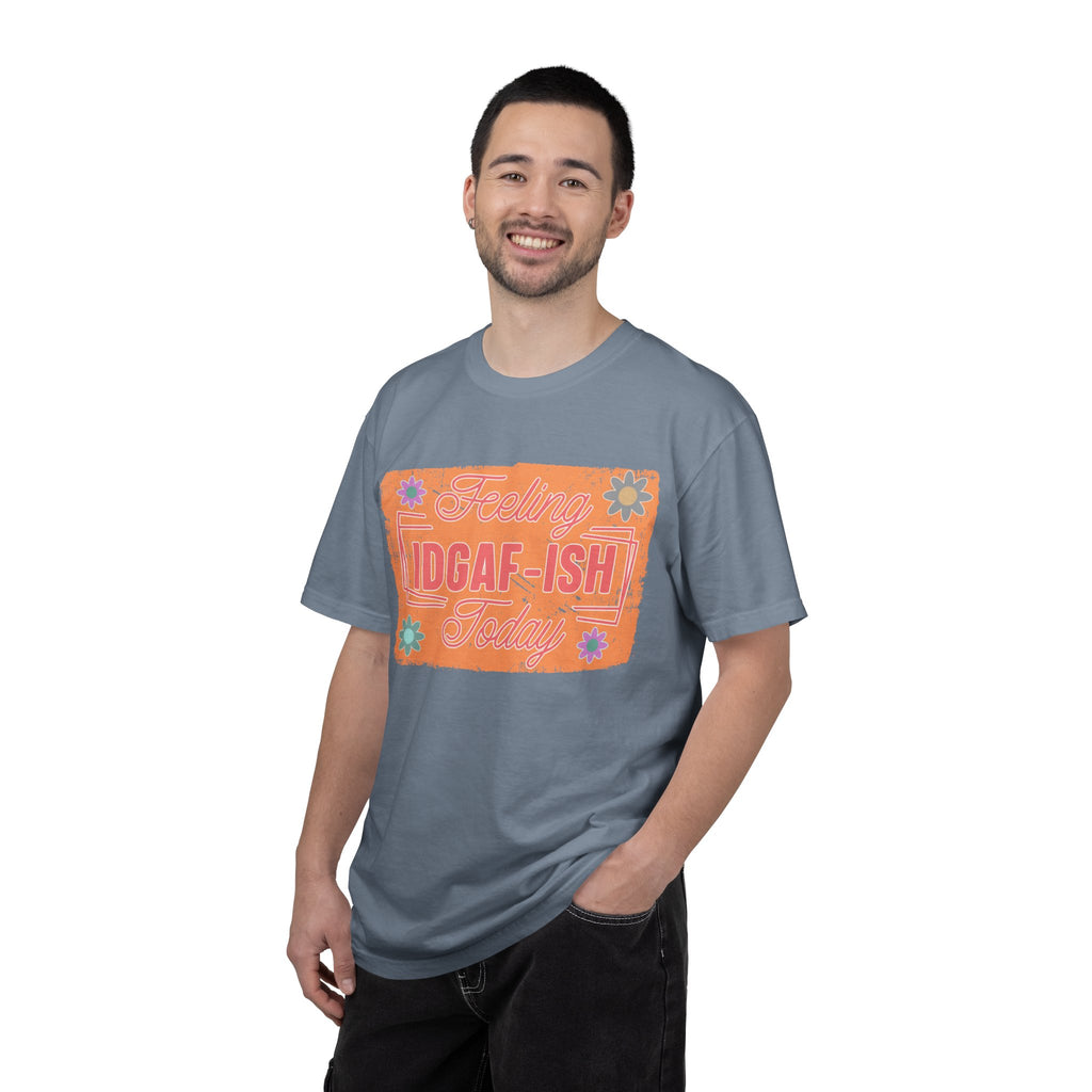 IDGAF-ISH Retro Floral Textured T-Shirt — Funny Sarcastic Graphic Tee