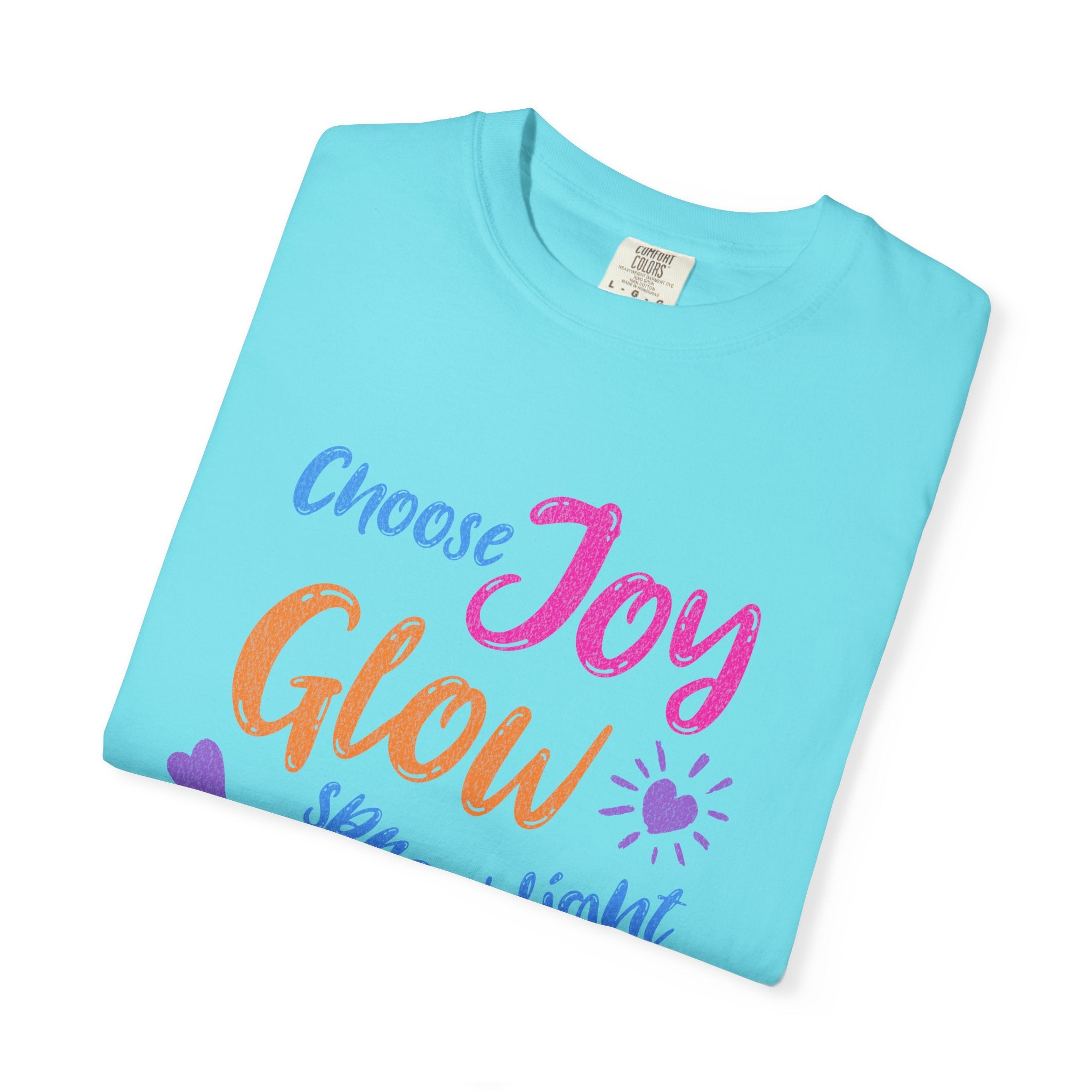 Textured Choose Joy Glow Spread Light Daily T-Shirt — Inspirational Positive Message Tee