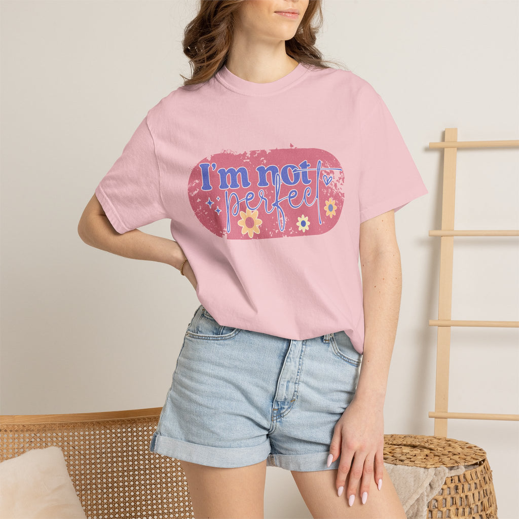 I'm Not Perfect Textured Floral T-Shirt — Retro Flower Graphic Tee