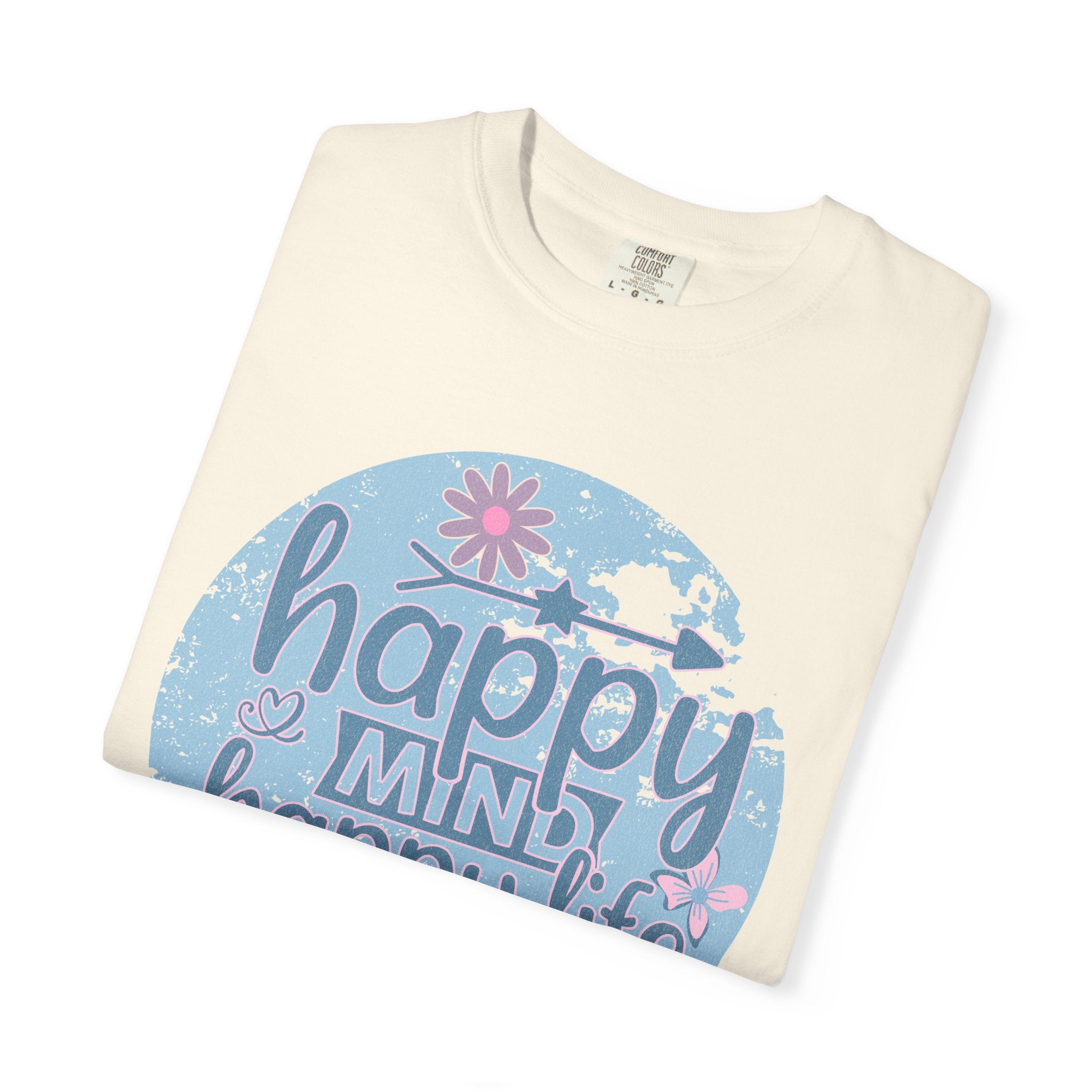 Happy Mind Happy Life Textured T-Shirt