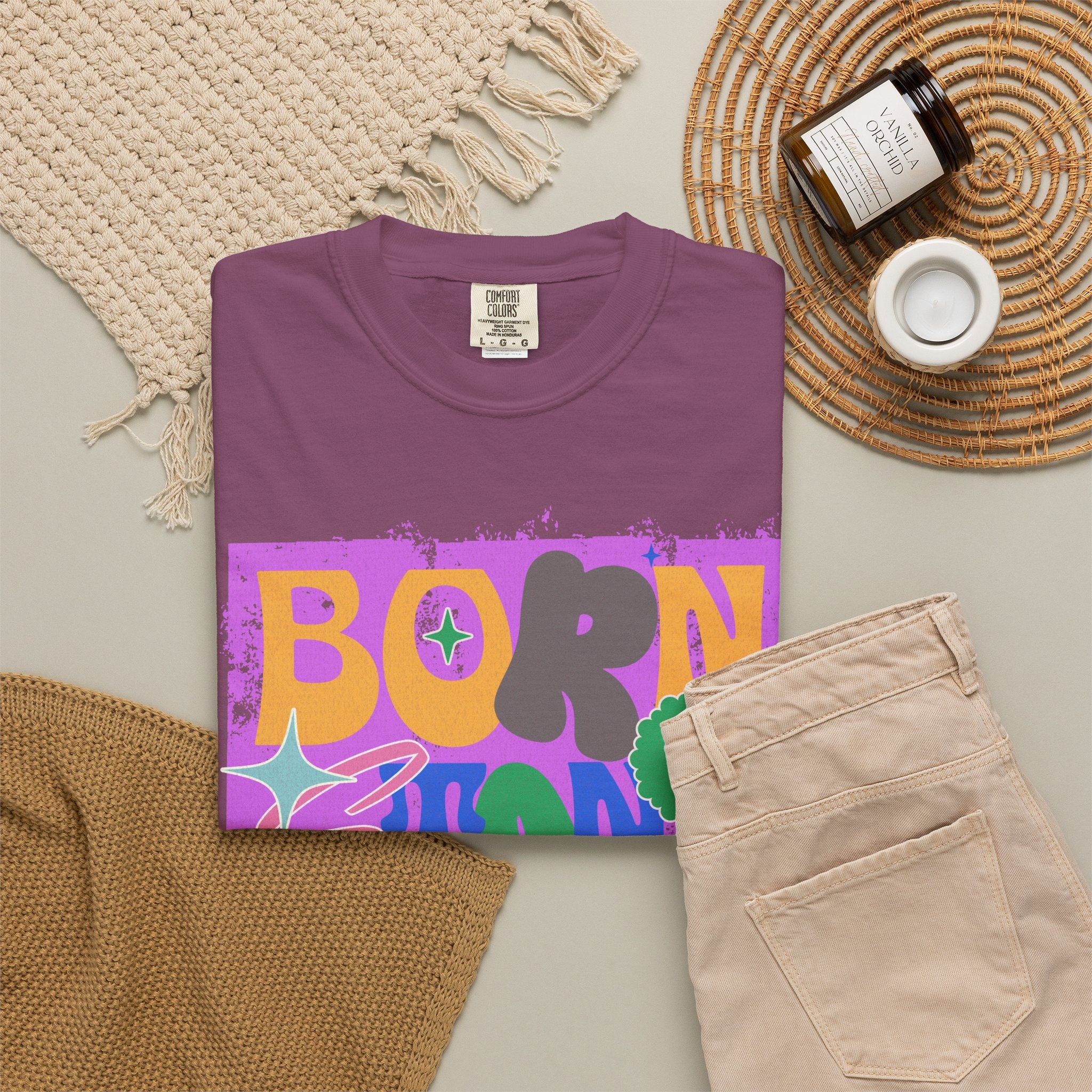 Born to Stand Out Graphic Textured T-Shirt