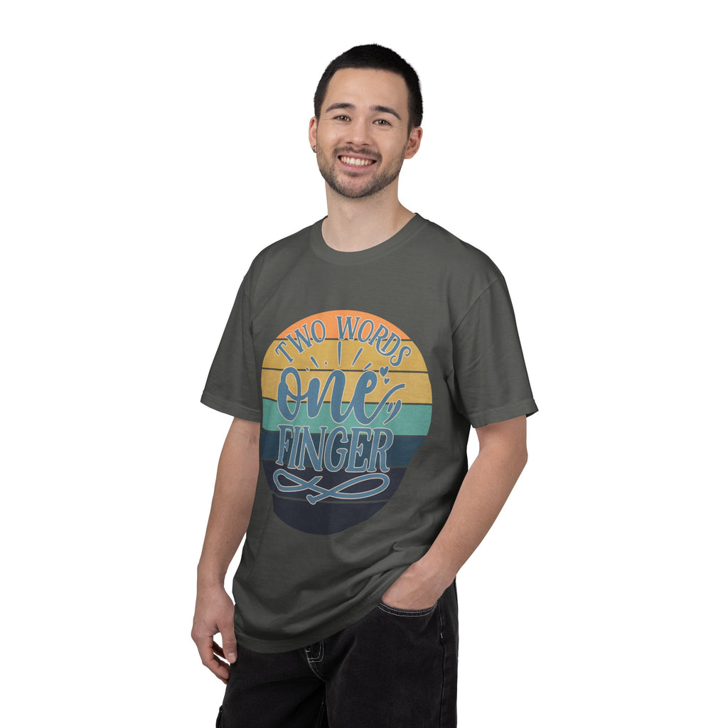 Retro 'Two Words One Finger' Graphic T-Shirt
