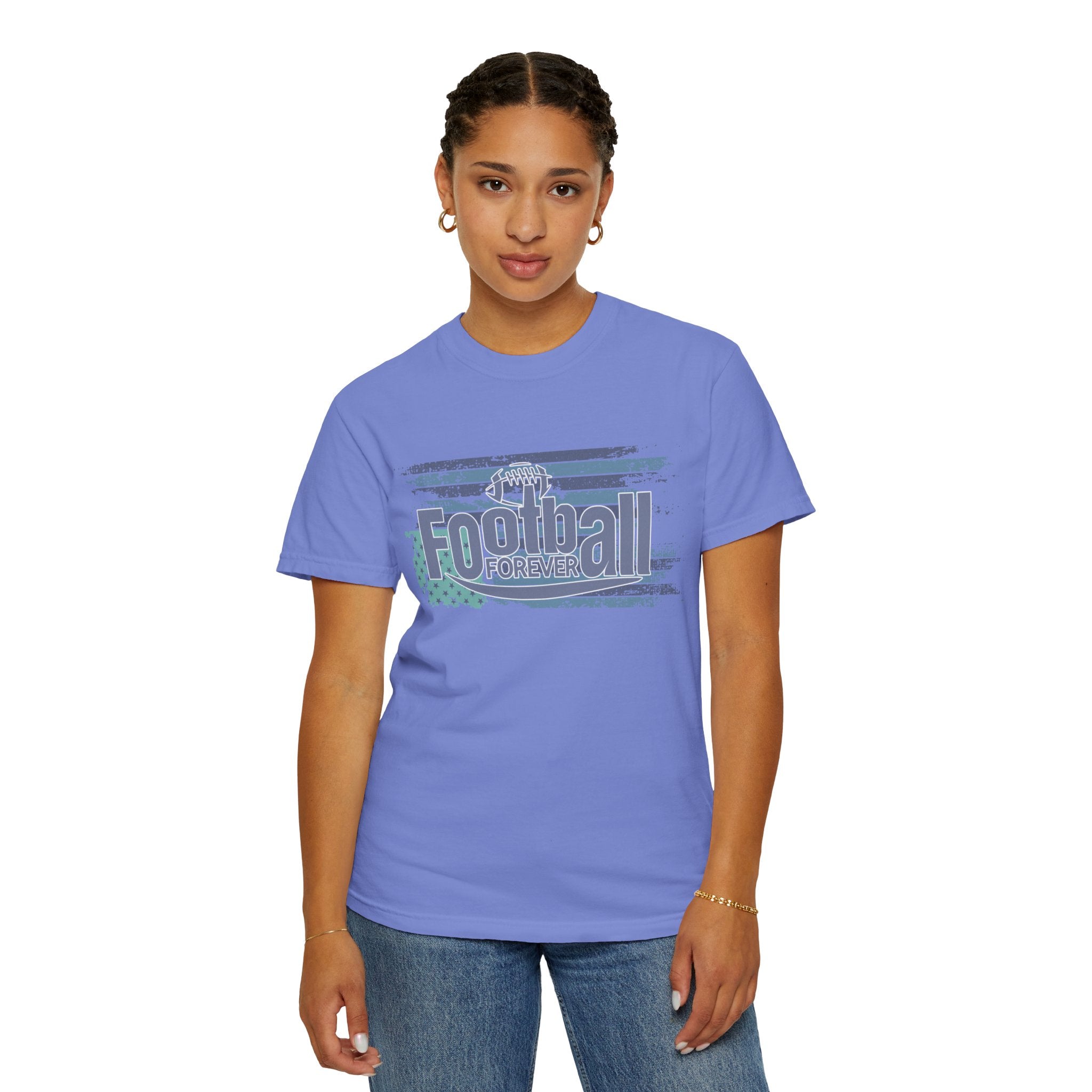 Football Forever Vintage Tee — Retro Grunge Football Graphic T-Shirt