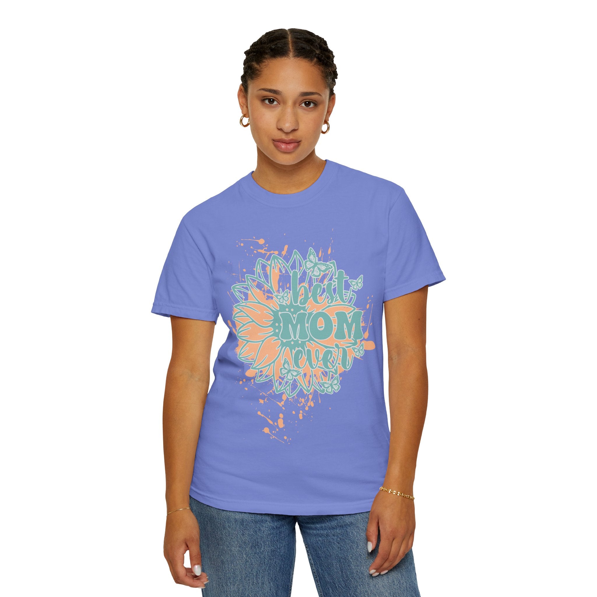Best Mom Ever T-Shirt —Textured  Floral Sunflower Mother's Day Tee
