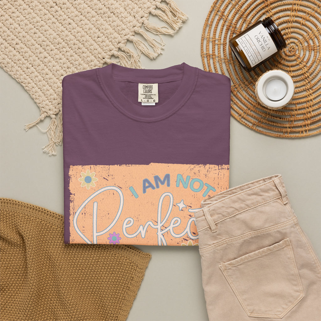 I Am Not Perfect Textured Retro Graphic T-Shirt — Positive Self-Love Tee