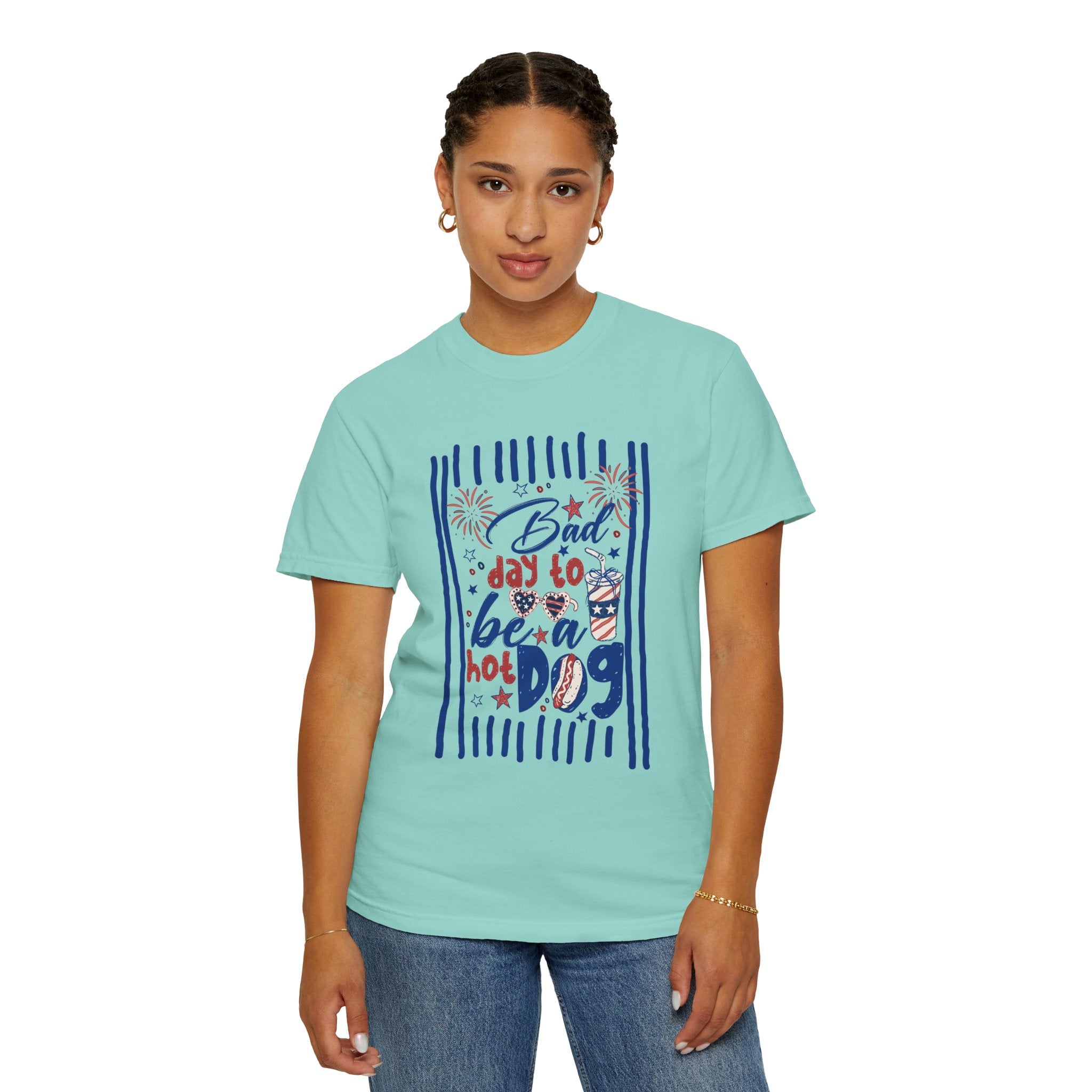 Hot Dog Patriotic Graphic T-Shirt — "Bad Day to Be a Hot Dog" 4th of July Tee