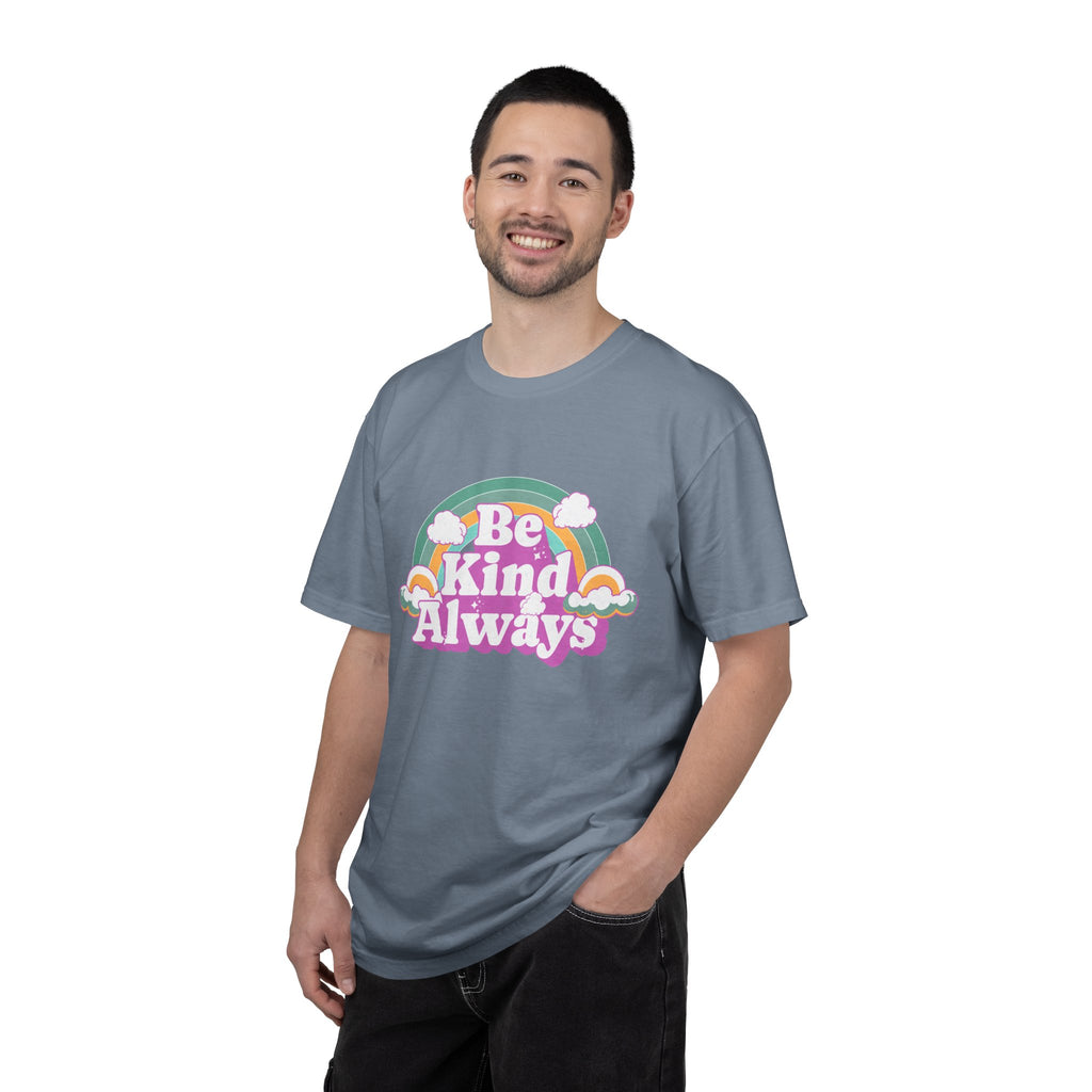 Be Kind Always Textured T-Shirt — Retro Rainbow Positive Message Tee